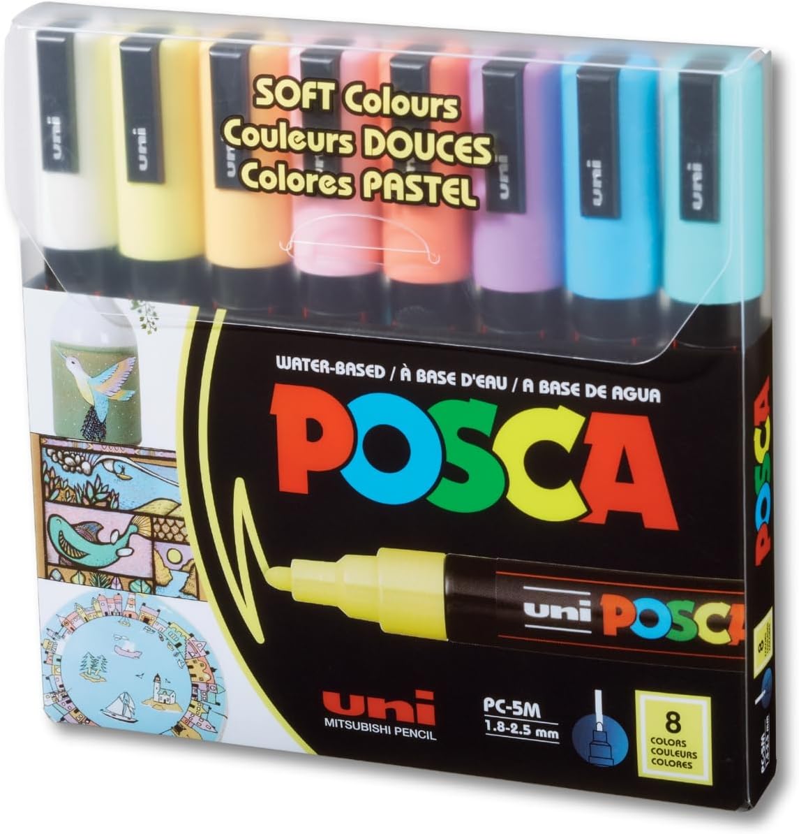 5M 1.8-2.5 mm Bullet Shaped Pastel Color Paint Marker Pen (Set of 8, Multicolor)