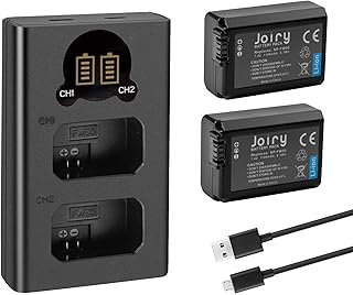Joiry NP-FW50 Battery and Charger Kit Compatible with Sony A6000 A6500 A6400 A6300 A7 A7II A7SII A7S A7S2 A7R A7R2 A7RII A55 A510 RX10 RX10II