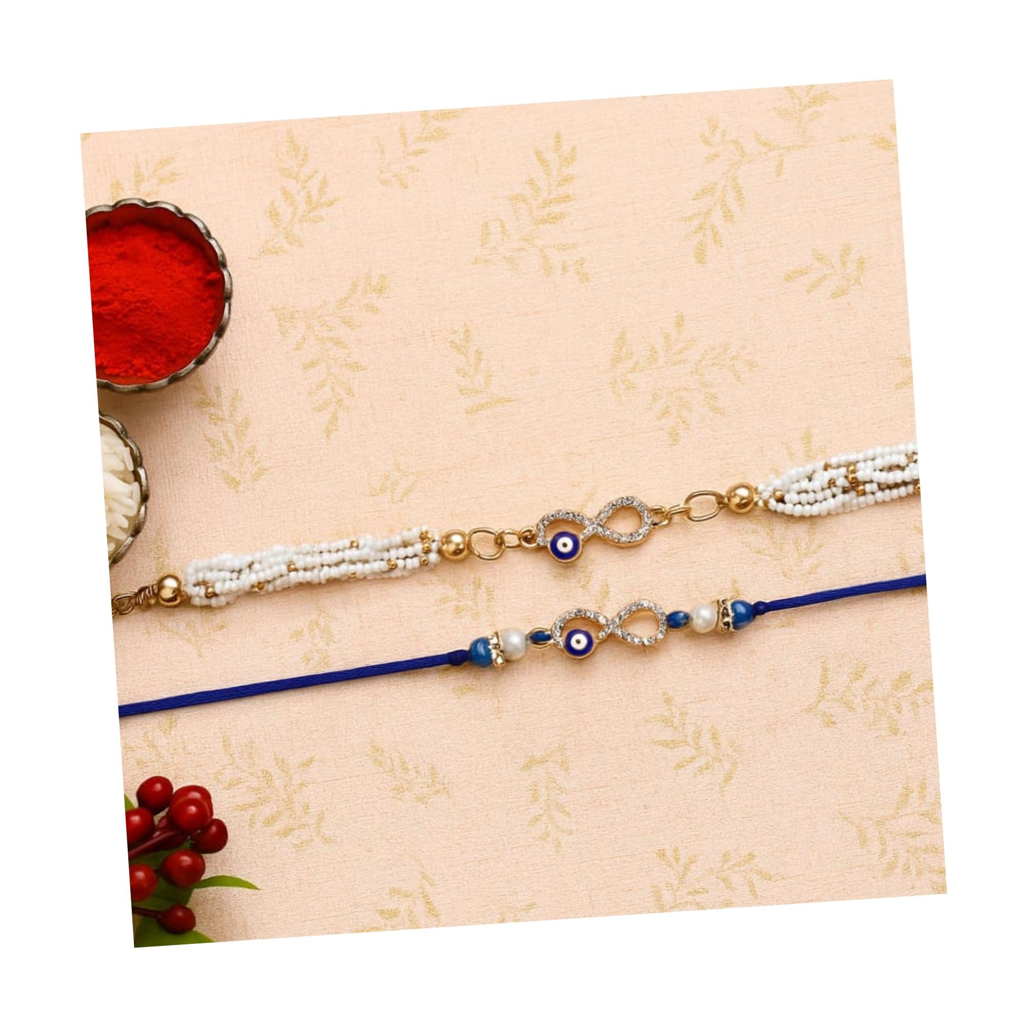 Set of 2 Multicolor Evil Eye Rakhi for Set brother and bhabhi | Bhaiya Bhabhi Evil Eye Rakhi Set with Tilakk Set and Raksha Bandhan Greeting Card For Men | Rakshabandhan, evil eye raakhis-image-11