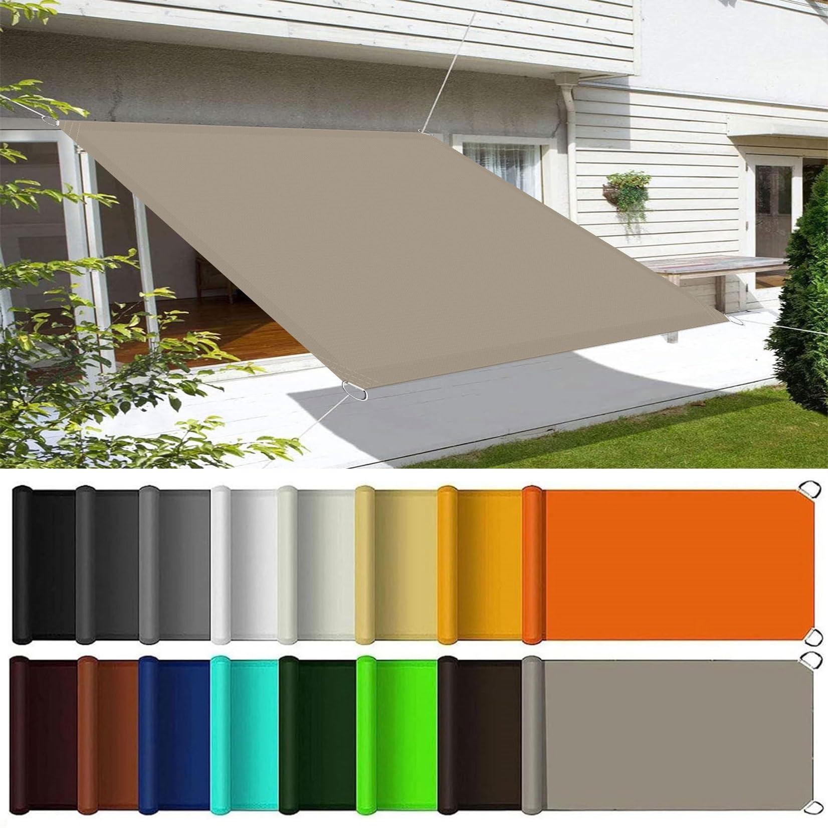 Prostokąt Żagla Przeciwsłonecznego 4.8 x 5 m Wodoodporny Pergola Z Żaglem Na Patio Ochrona Przed Promieniowaniem UV Na Zewnątrz, Do Ogrodu, Na Patio, Kolor ciemnoszary