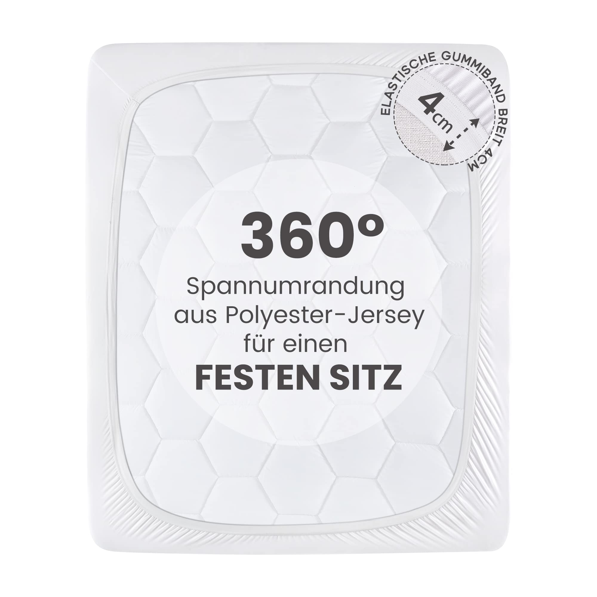 Sonive Surmatelas 160 x 200 cm en coton respirant, poche de 38 cm de profondeur, lavable, blanc