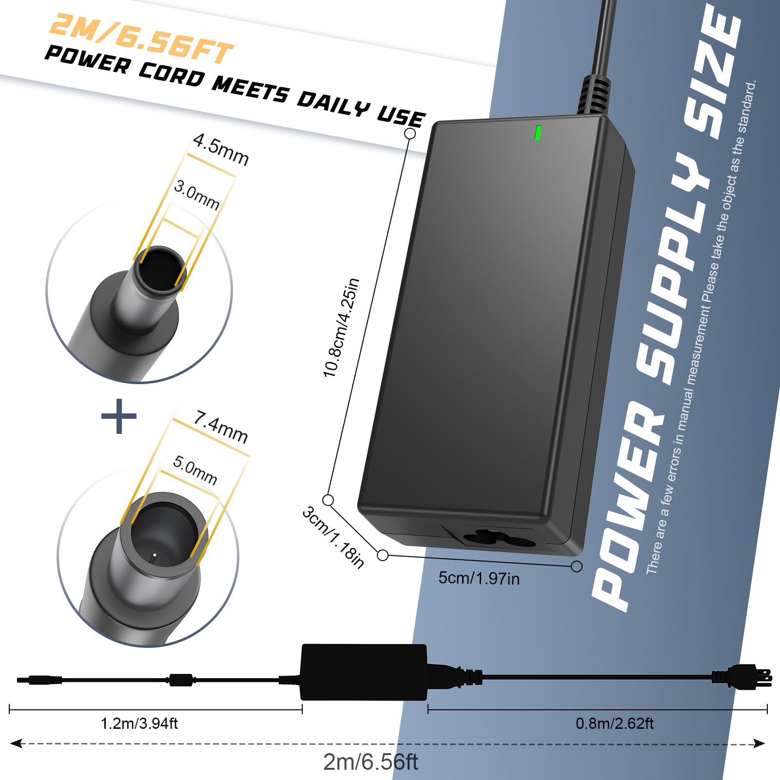65W AC Power Charger Adapter for Dell HA65NS1-00 LA65NS0-00 HA65NS5-00 HA65NS5-XX 09RN2C PA-12 PA-2E Supply Cord (7.4mm and 4.5mm)