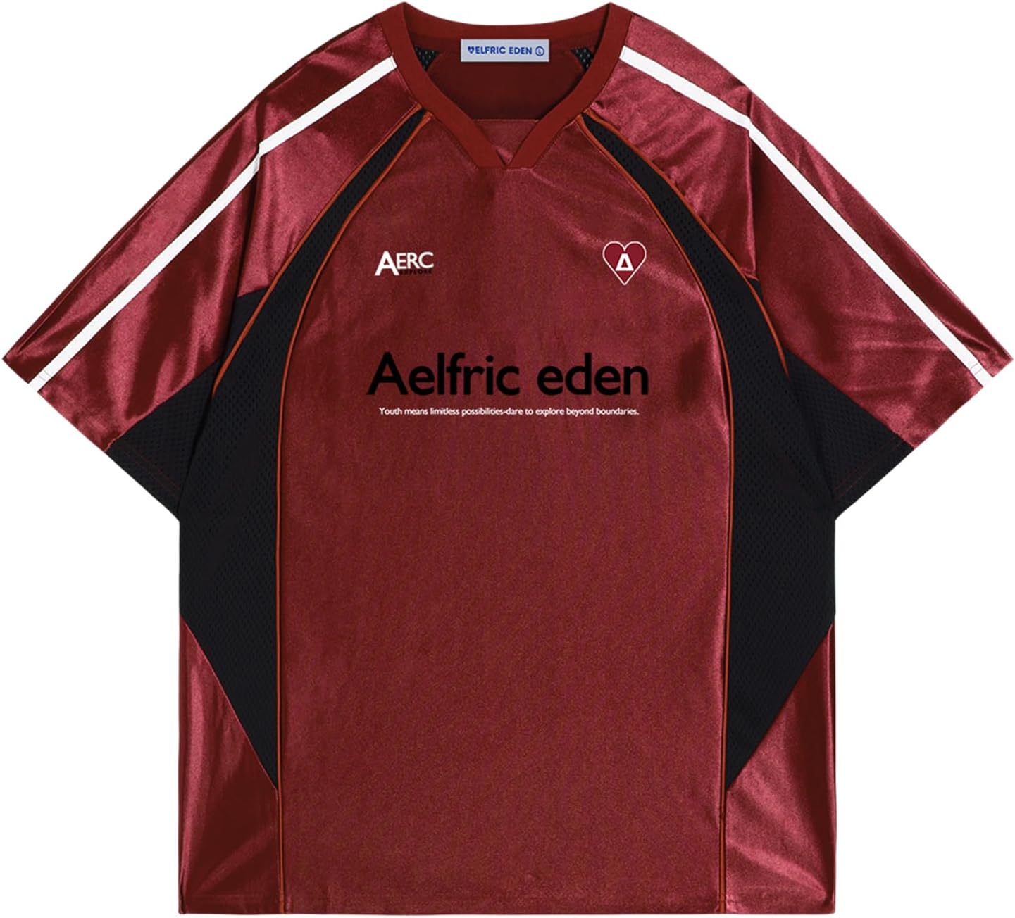 Aelfric Eden Jersey Shirts Oversized Graphic Tees Men Mesh Patchwork Crewneck T Shirt Contrast Color Shirts Summer Tops