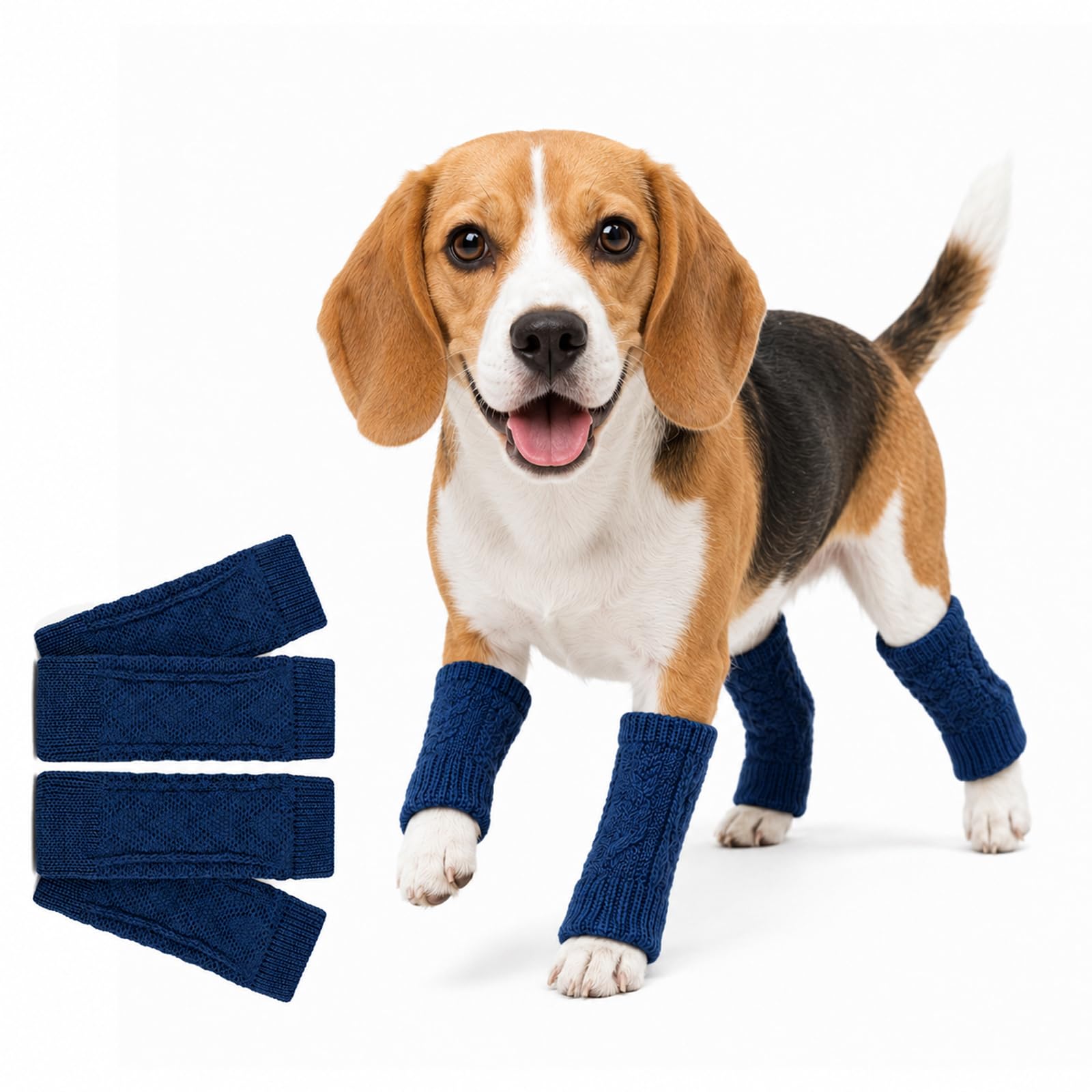 JILLICK Dog Leg Protector Sleeves, Knitted Navy Blue, Size XL, 4-Pack