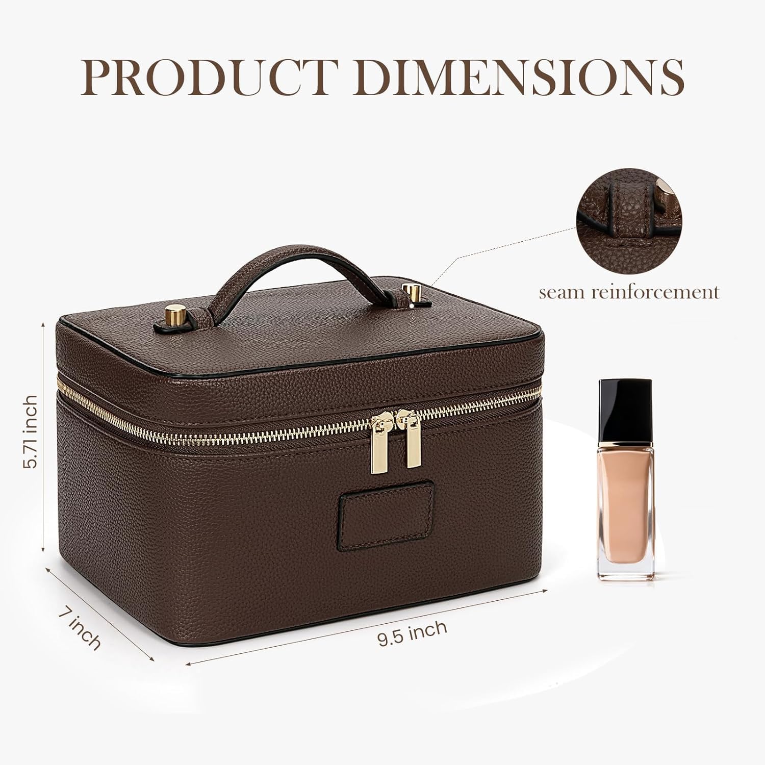 Starnearby Vanity Maquillage Femme en Cuir PU, Trousse de Maquillage Portable Grande Capacité, Trousse de Toilette Voyage avec Compartiment Amovible (Café)
