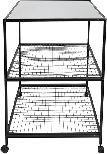 Miniatura 5 de Mesa de carrito de parrilla para exteriores de 3 estantes con ruedas, mesa de preparación de alimentos movible con 3 estantes de almacenamiento,