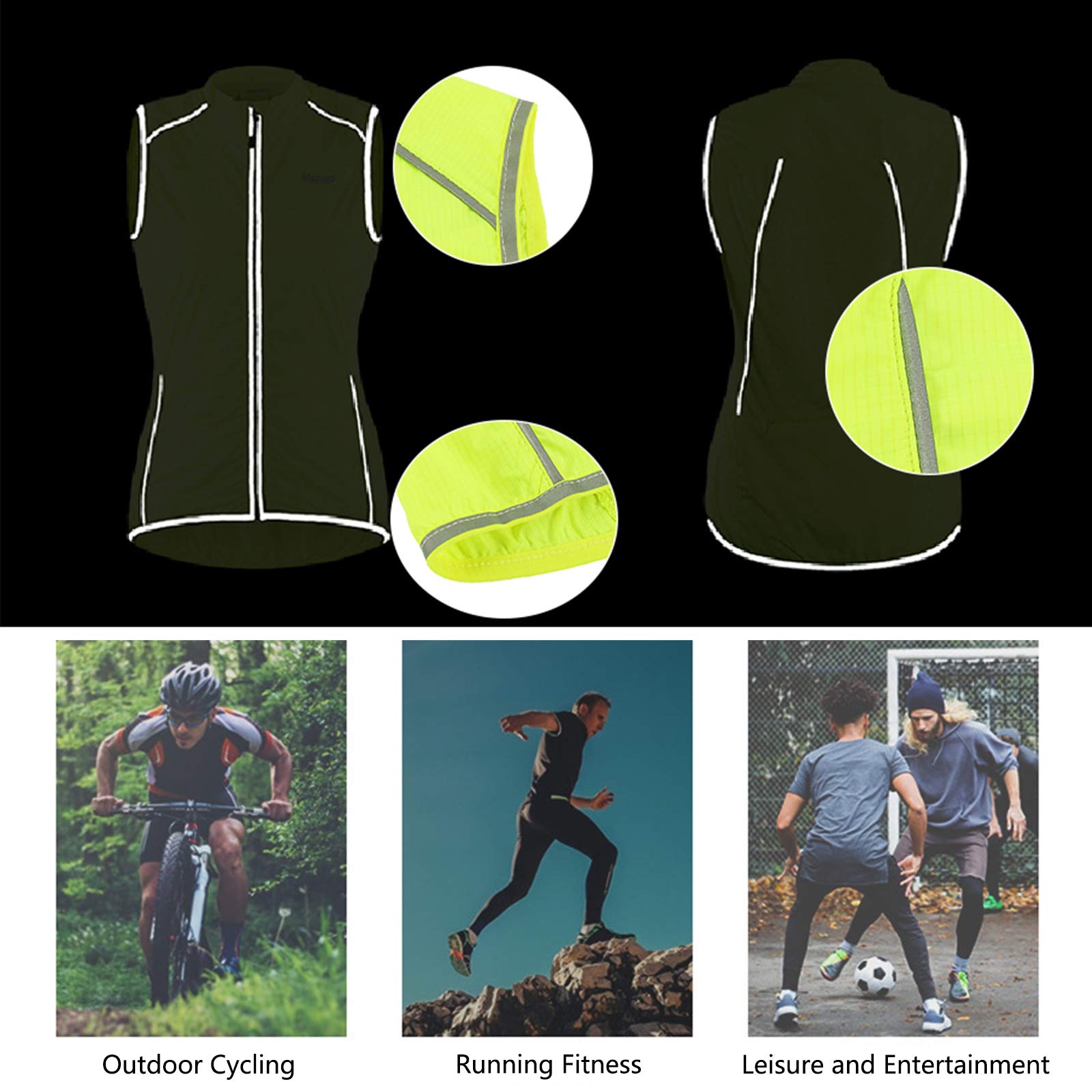 Gilet Da Ciclismo Uomo Leggero E Antivento - Verde Taglia L - Per Corsa, Jogging E Outdoor - Foto 7