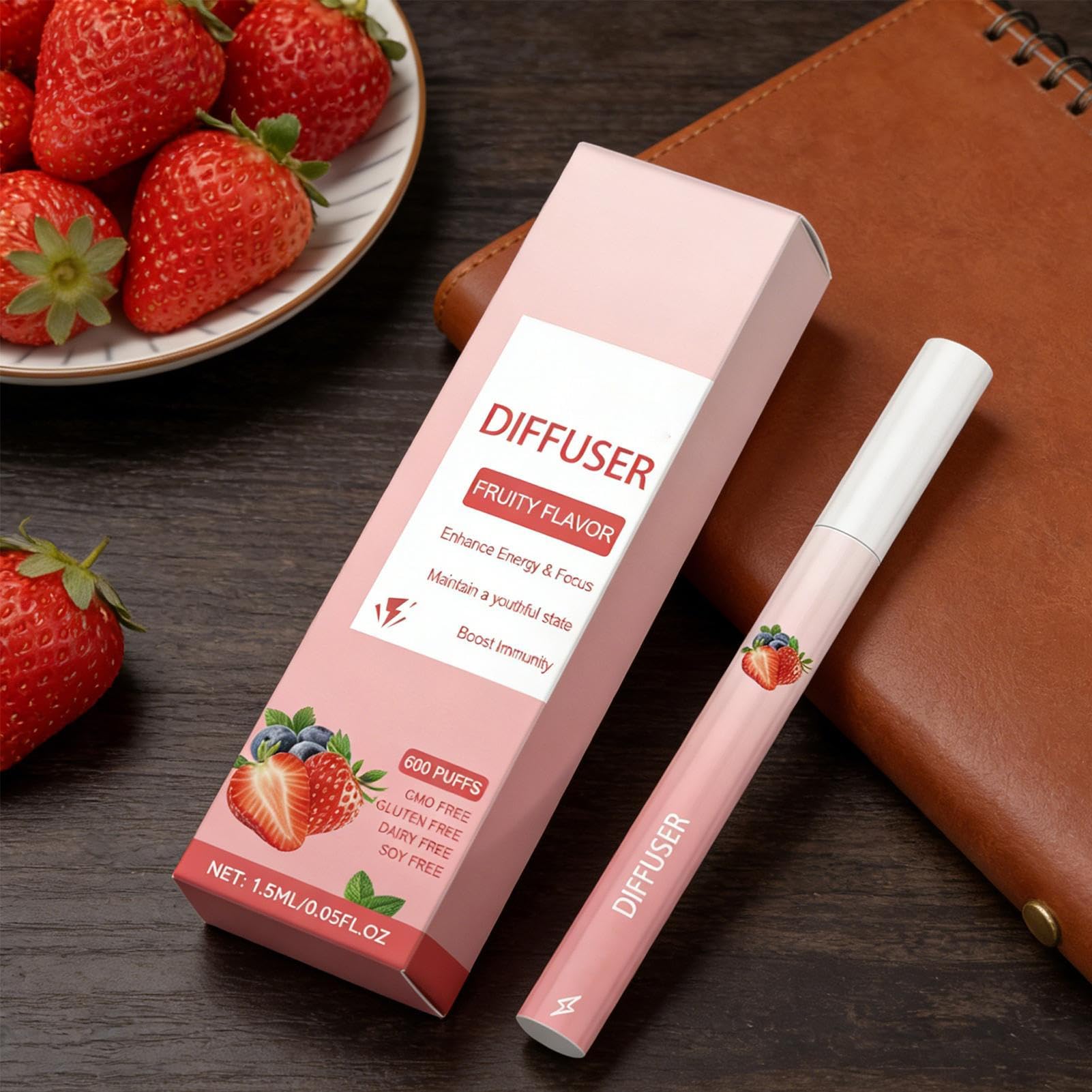 Energy Diffuser Pen - Boost Cleansing Personal, Care Stick Portable Fruit Scented Refreshing Inhaler for Lung Care Men Women Daily Morning Work Office Home Travel Gym Wellness Aromatherapy Natural