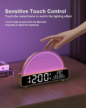 Sunrise Alarm Clock Wake Up Light Touch Lamps Bedside White Noise Machine 13 Nature Sounds USB Charging Port 2 Alarm Clock Table Lamp for Bedroom Living Room Sleep Timer 30/60/90/120 Timer [Energy Class C]