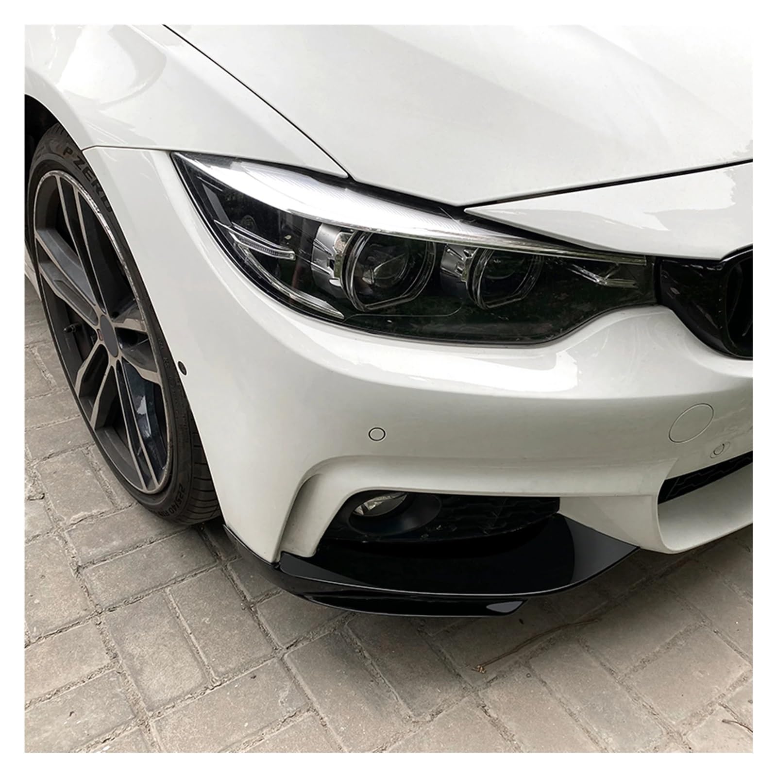 Lyjstore Osłona zderzaka przedniego, boczna, kompatybilna z BMW serii 4 F32, F33, F36 M-Tech 2014-2020, połyskliwa czerń/wygląd włókna węglowego, dolna warga rozdzielająca