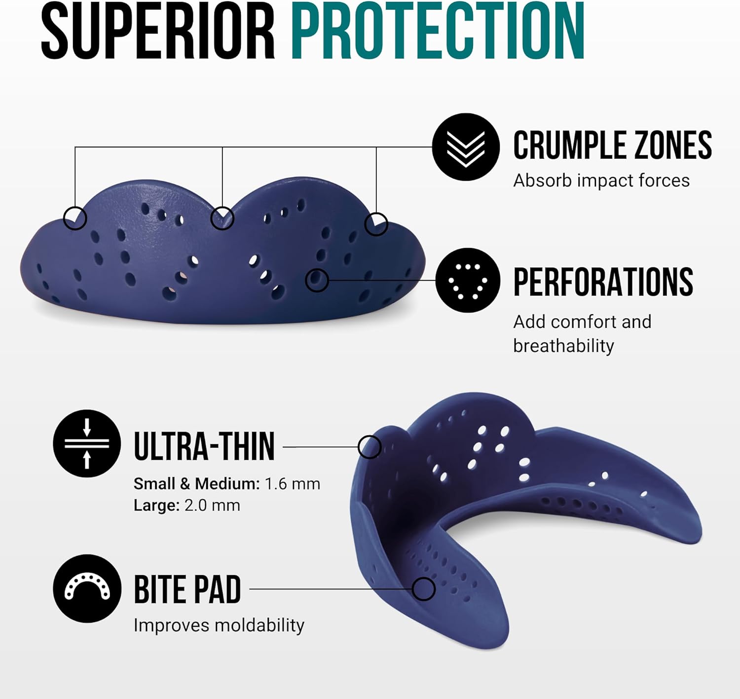 SISU Aero Small Mouthguard, Noble Navy - 30% Stronger Protection for Lacrosse, Football, Hockey, Roller Derby, Team Sports - Remoldable Up to 20 Times - Ultra Slim - Non Toxic - Image 3