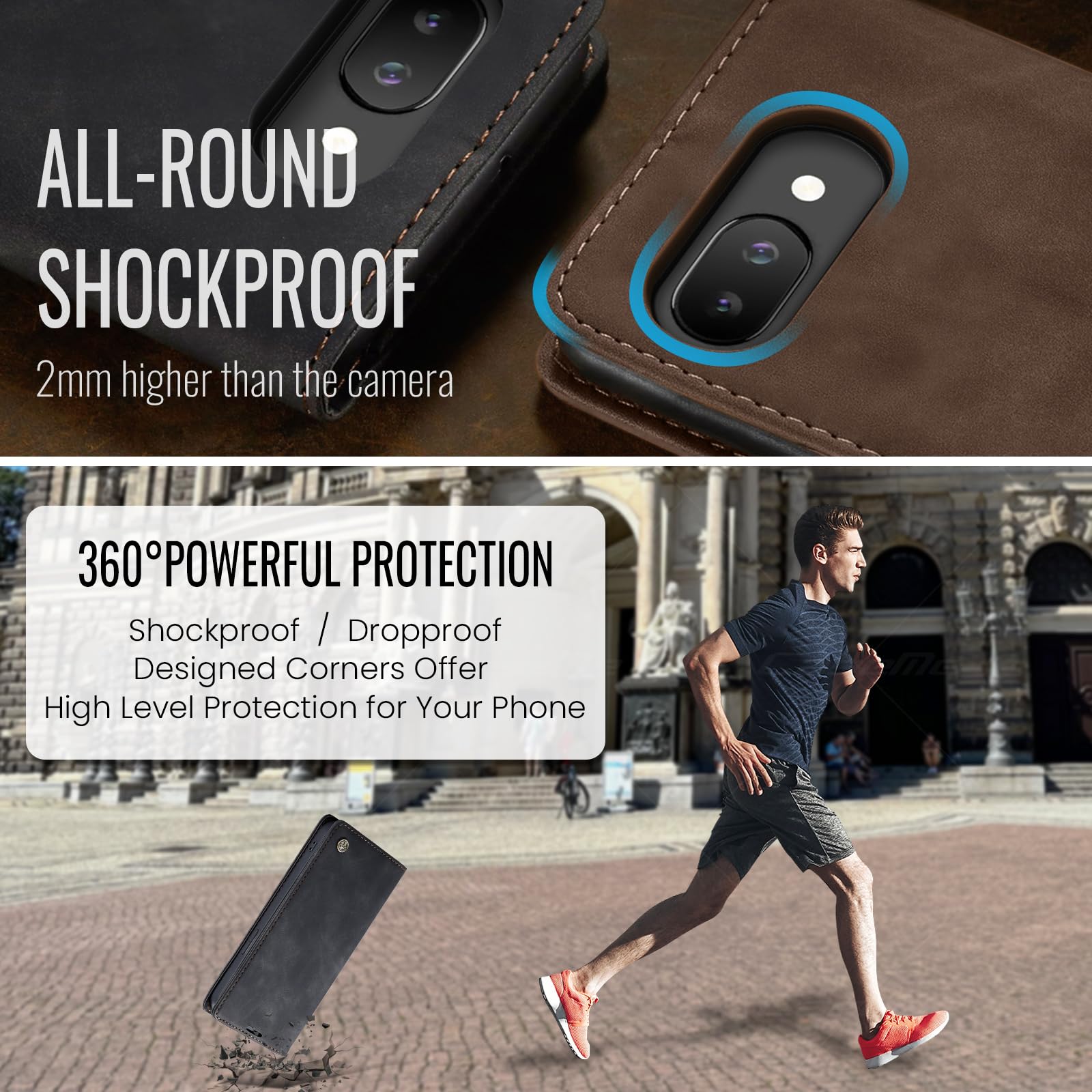 Samokor Cover per Google Pixel 9A 5G Pelle Flip Custodia Cavalletto Portafoglio Magnetica Carta Fessura Antiurto per Google Pixel 9A 5G,Nero