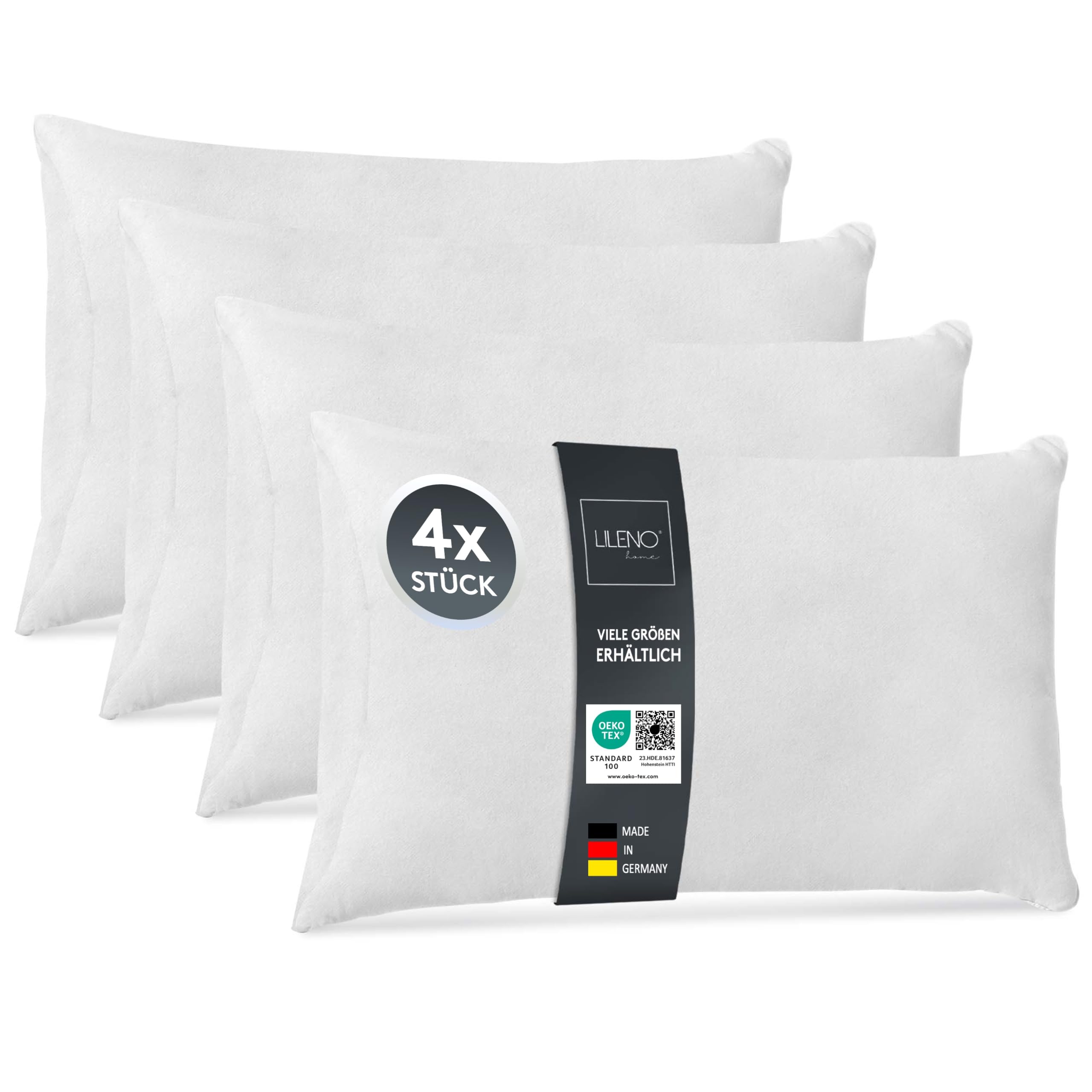 LILENO HOME Lote de 4 Relleno de Cojín de 70x90 cm - Relleno Interior Lavable a 40°C Apto para Personas Alérgicas - cojín de poliéster Inlet cojín de sofá - Cojín para Cóctel y Almohada