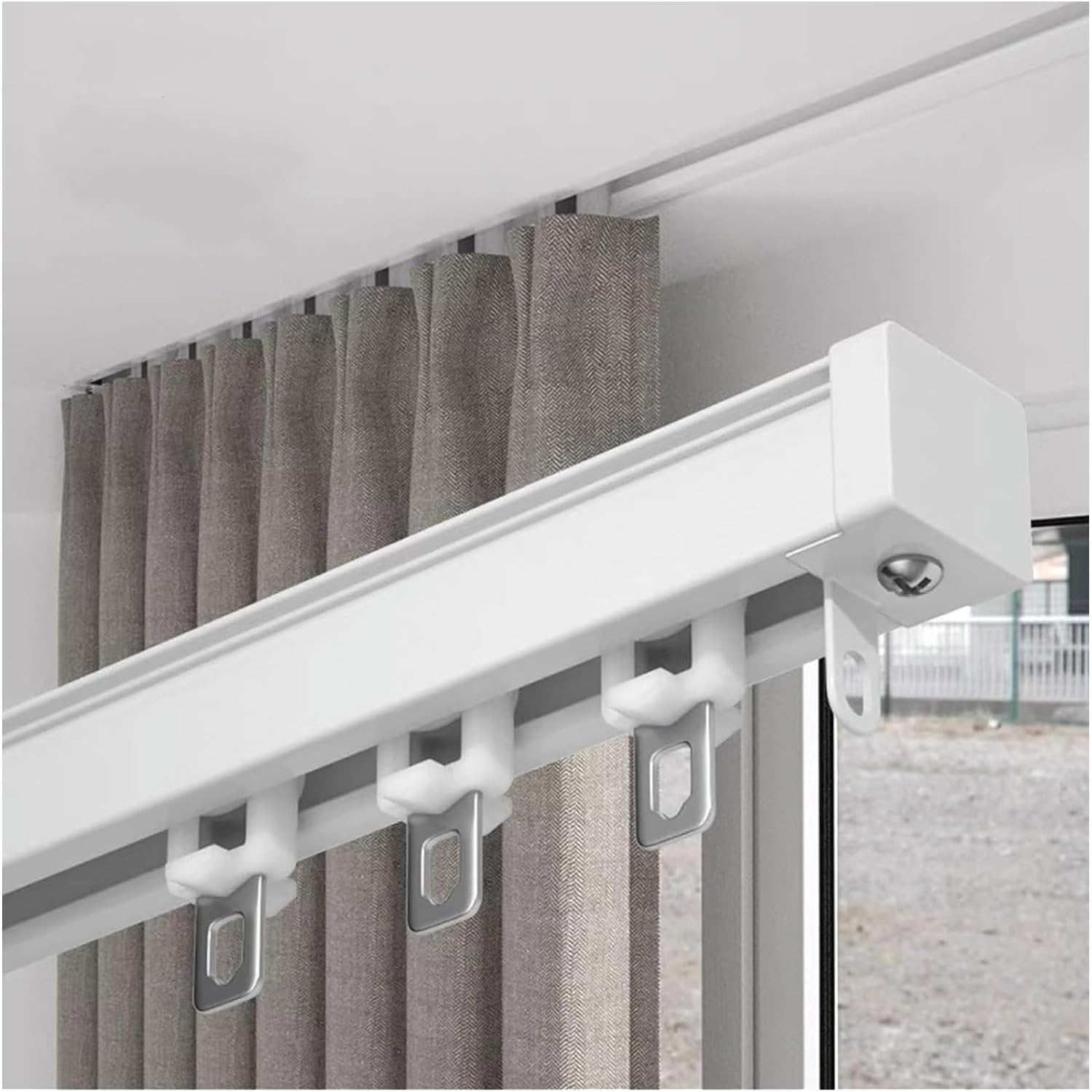 WQPMNYG Aluminum Alloy Ceiling Curtain Track 1m 4m 6mSilent Sliding Rods for Living Room & BedroomVersatile Drapery Hardware for Home Décor