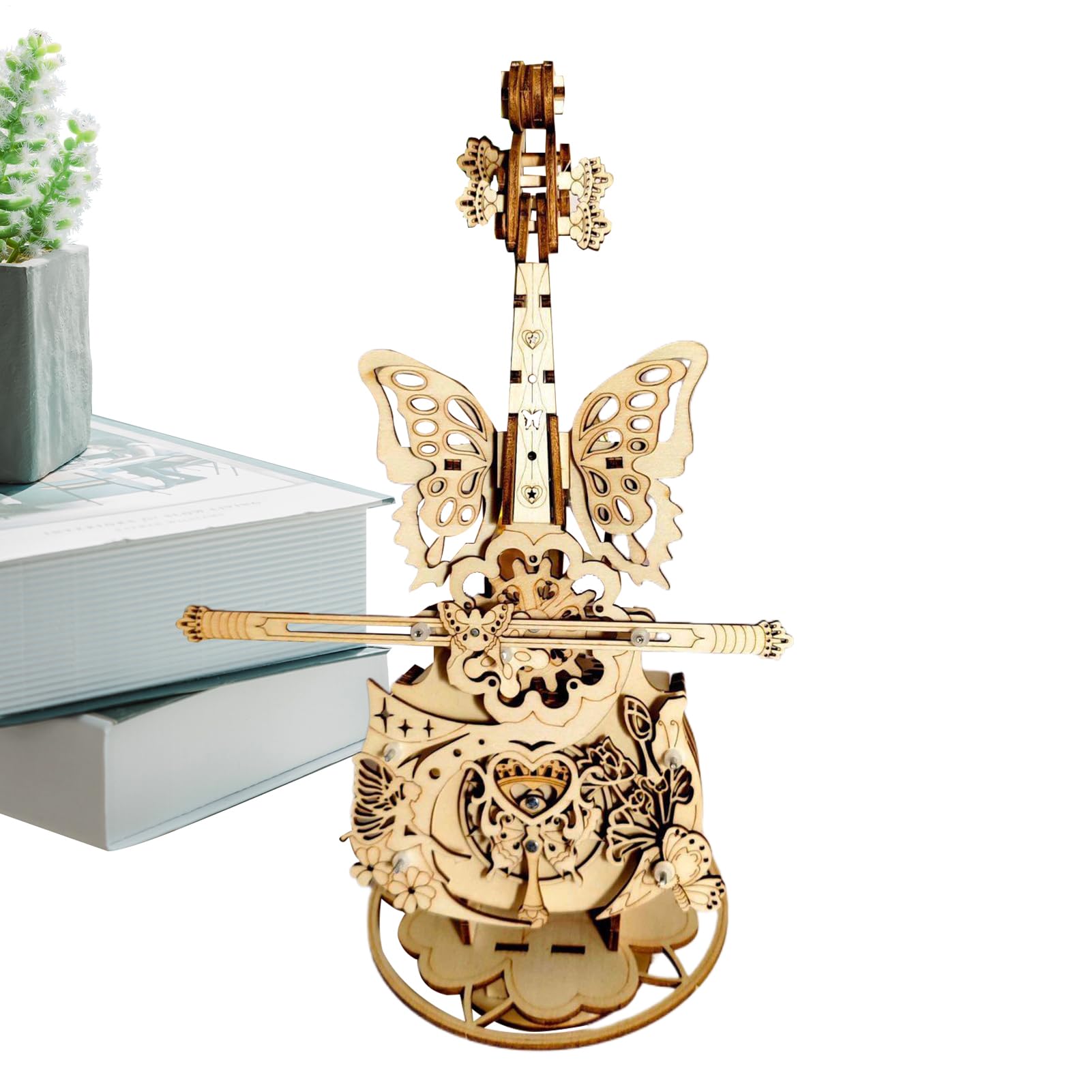 Puzzle 3D Carillon Violino kit costruzione creativo fai da te | Carillon In Legno Violino Puzzle A Incastro per bambini ragazzi scrivania camera da soggiorno casa mensola