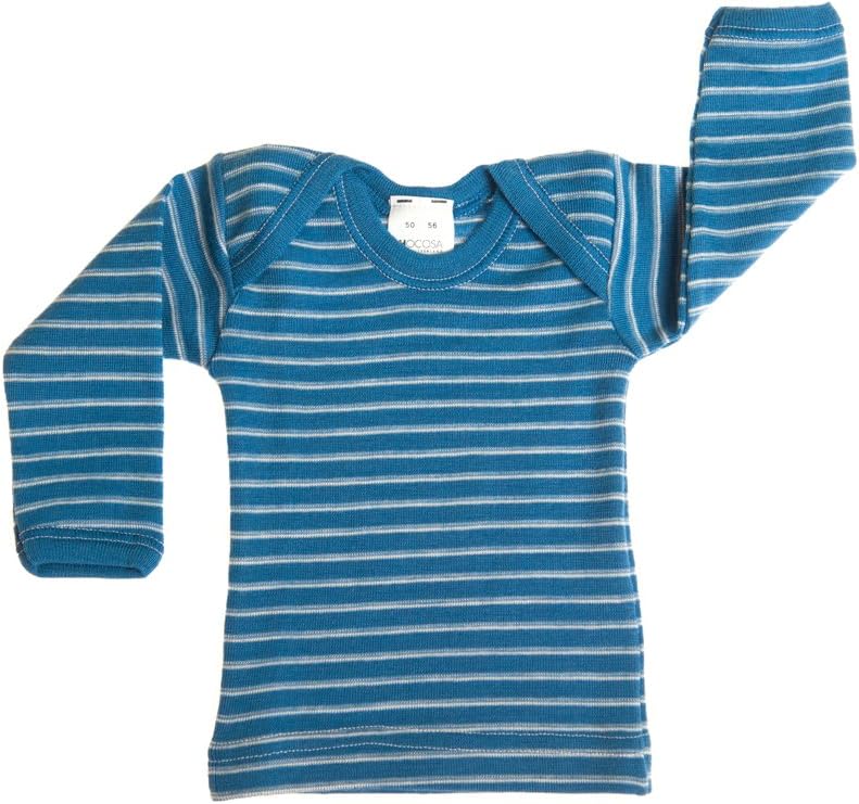 Hocosa Organic Merino Wool Baby Shirt, Long Sleeves, Envelope Neckline.