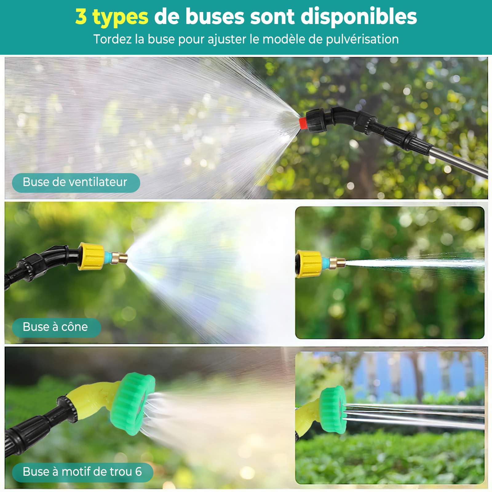 Pulvérisateur électrique 5L,Pulverisateur de Jardin Télescopique Rechargeable avec 2 Buses, Capuchon à Large Bouche,2400mAh Batterie Rechargeable par USB,Pulvérisateur de Plantes pour Jardin (B)