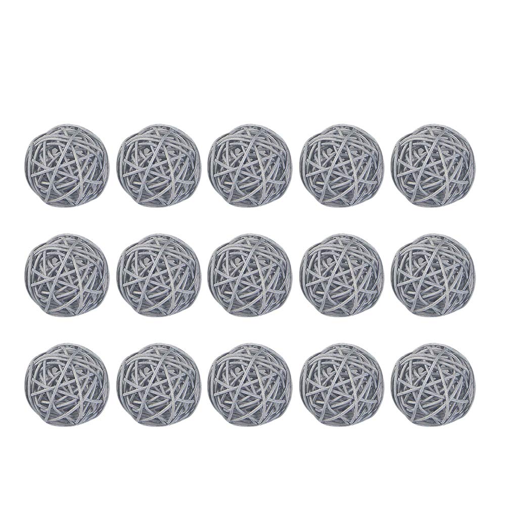 EXCEART 15pcs Rattan Wicker Balls DIY Vase Bowl Filler Ornaments Aroma Dffuser Balls for Wedding Home Hanging Decoration Table Confetti 5cm (Grey)