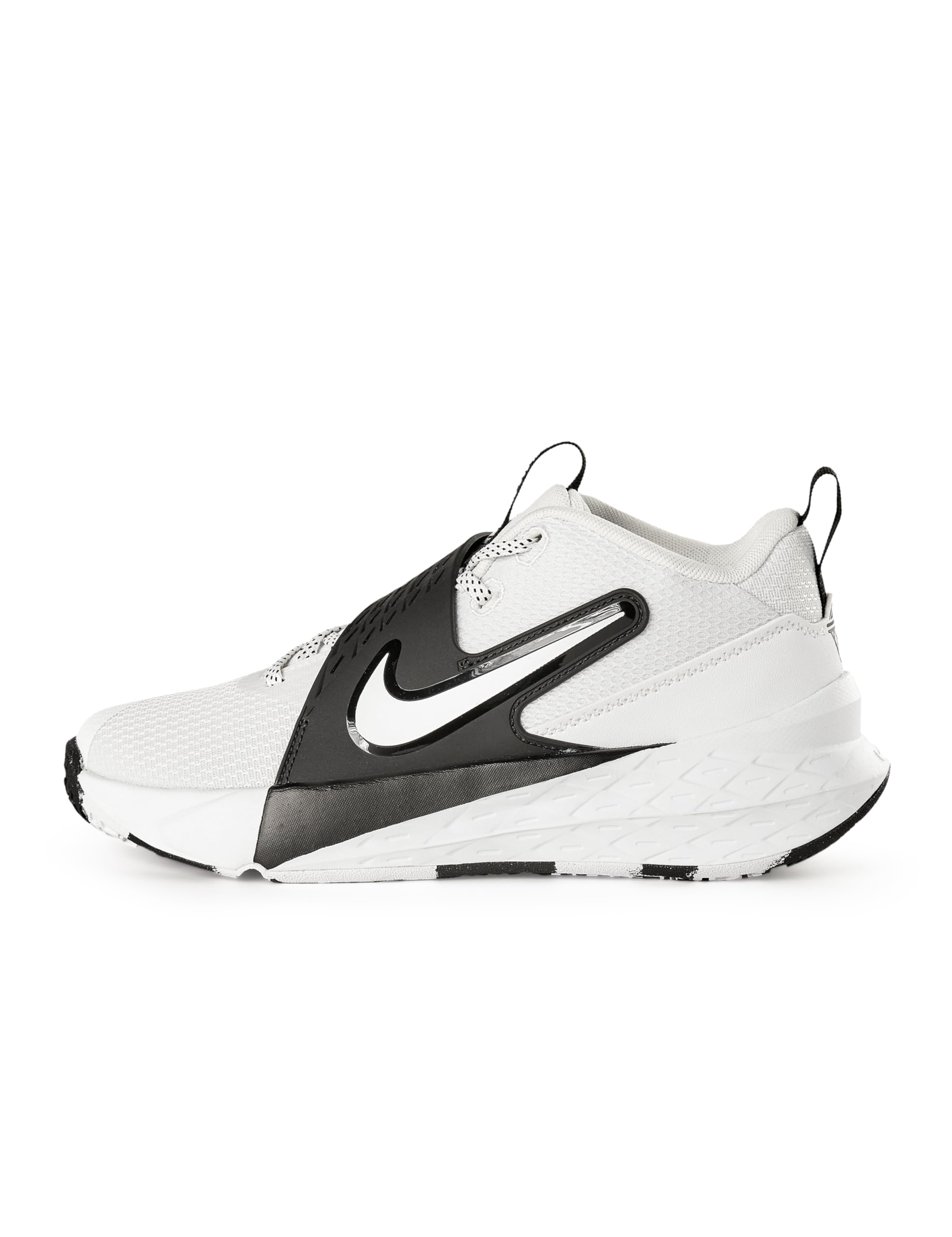 Nike Big Kid's Team Hustle D Basketball Shoes, White/White-Black, 3.5Y