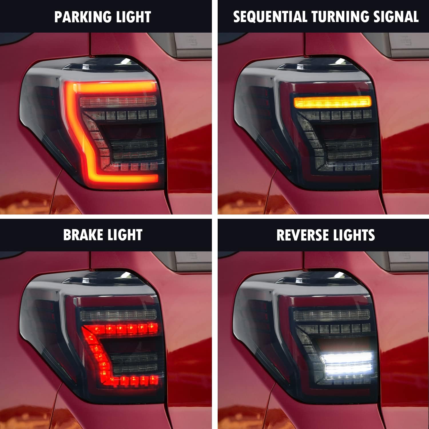Tail Lights Assembly Compatible with 2010-2024 Toyota 4Runner TRD/Limited/Off-Road/SR5/Sport/Nightshade w/Sequential Turn Signal & Start Up Animation Brake Reverse Lights Replacement,Smoked