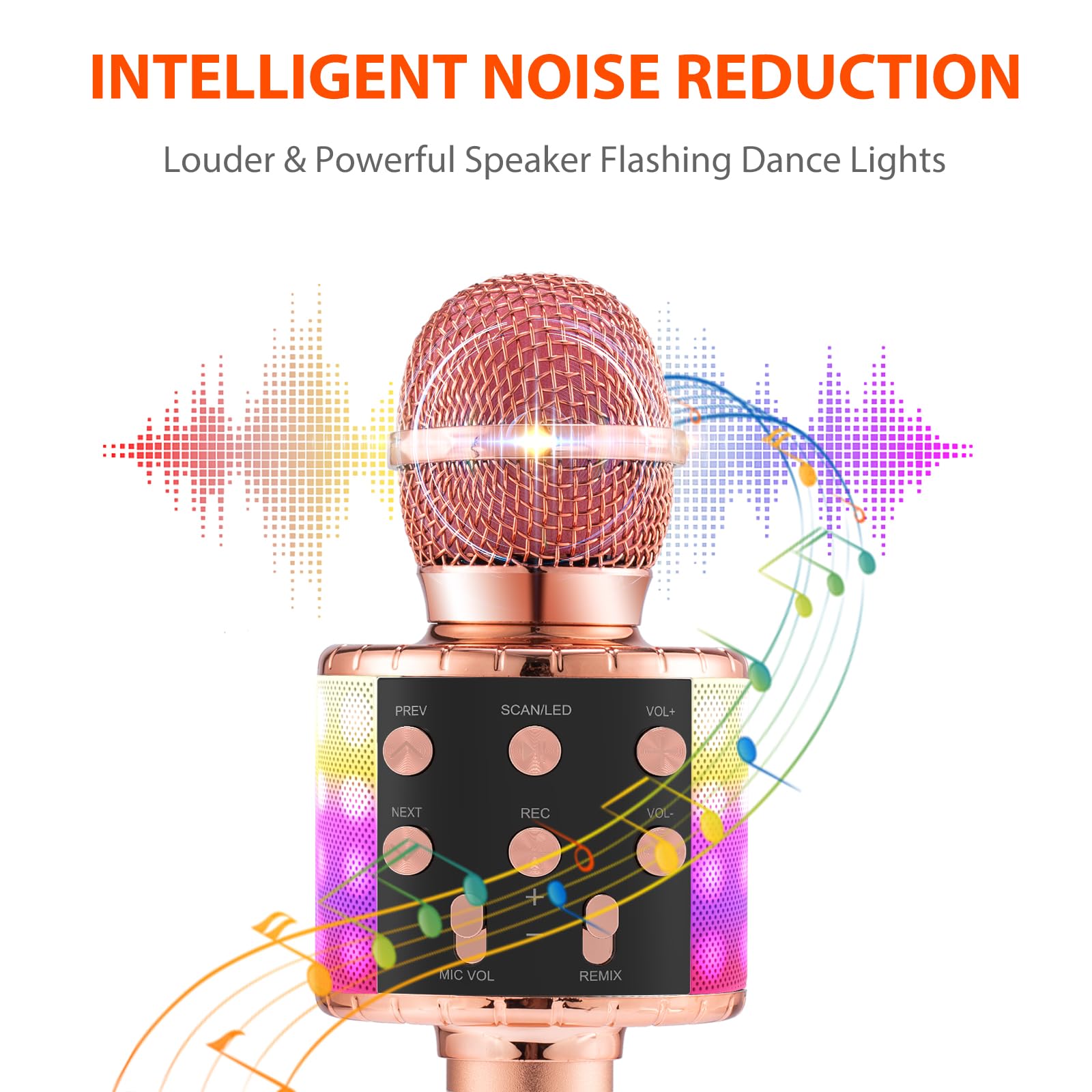 Fede Microphone Karaoké sans Fil, Micro à Main Portable Haut-Parleur pour Enfants/Adultes Chanter