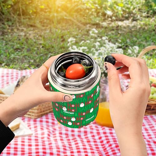 Miniatura 5 de Christmas Tree Hohoho Food Jar with Spoon Stainless Steel Vacuum Insulated Food Container 17 oz Food Thermos for Lunch