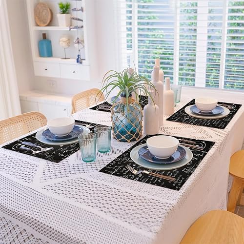 Miniatura 8 de Classic Knowledge Texture Placemats Set of 4 Table Mats Washable Placemat Waterproof Place Mats for Party Home Dining Table Decor 18x12 in