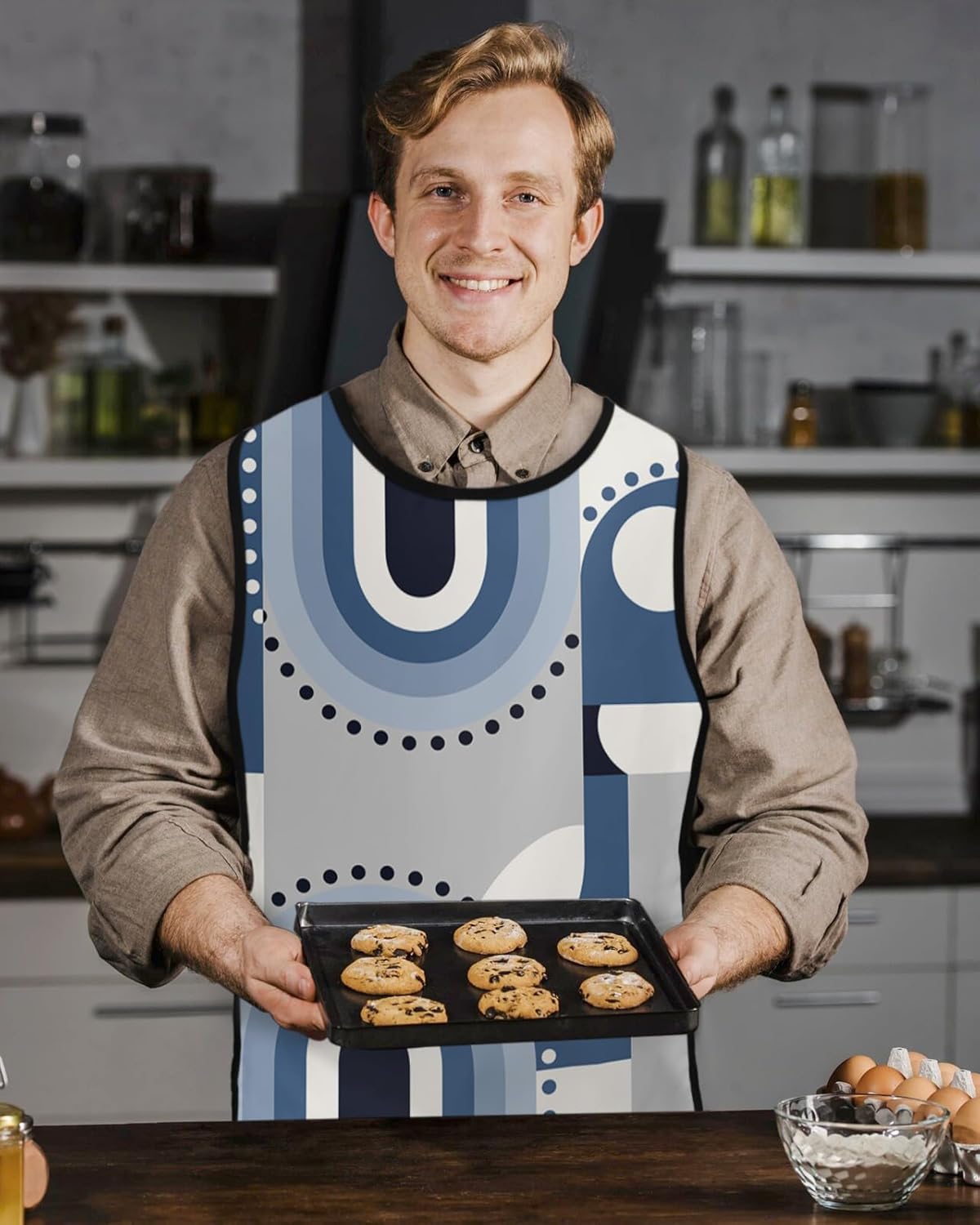 Valentine's Love Cobbler Aprons with 2 Pockets for Women Men, Saint Heart Burlap Boho Plaid Stripes