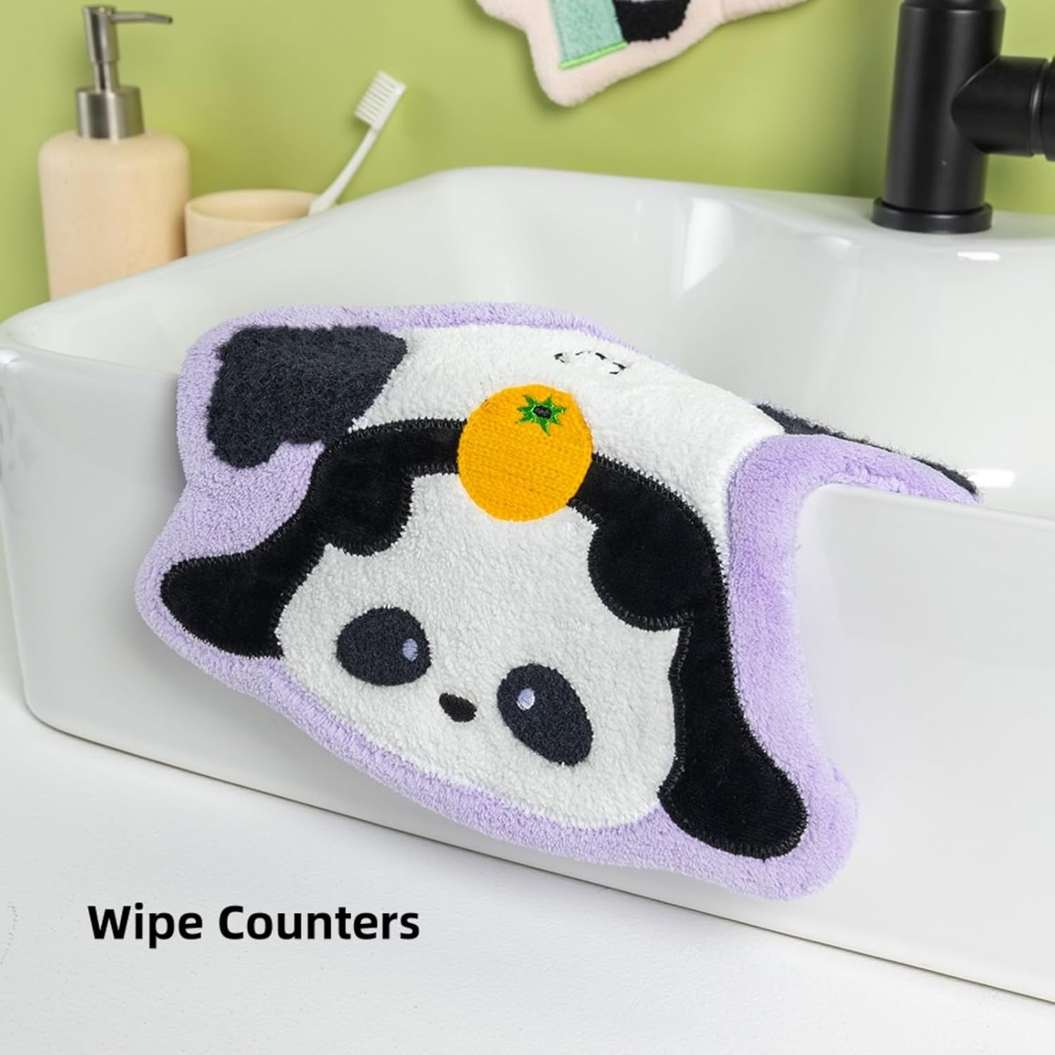 Panda Cartoon Hand Towel Set - Ultra Absorbent-Soft Hanging Hand Towels for Bathroom Kitchen, Fun Birthday Panda Gift for Kid Children - Image 8