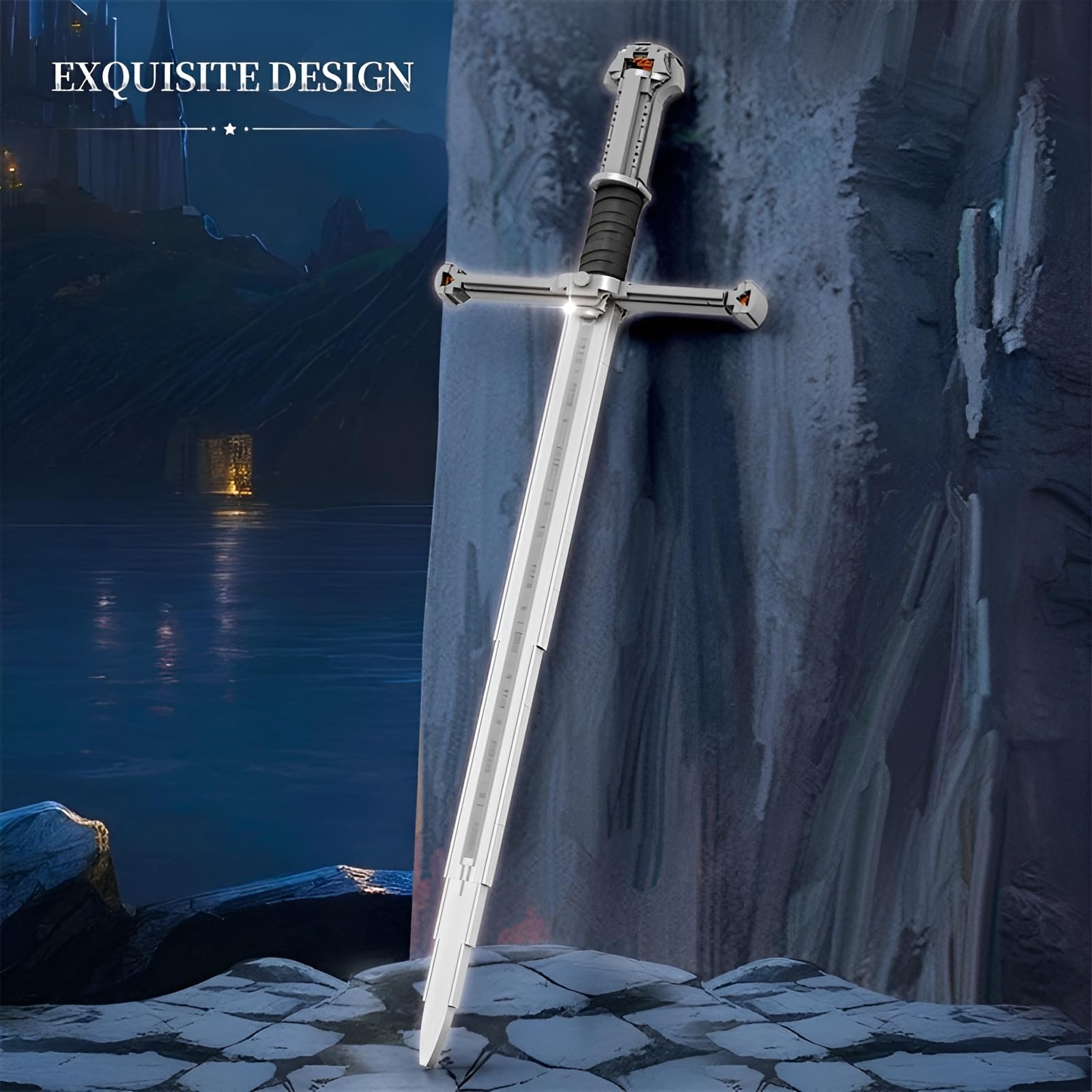 DzirePada Narsil Sword Building Kit, 521PCS STEM King Sword Model Toys, Collectible Medieval Weapon Building Bricks Set - Image 3