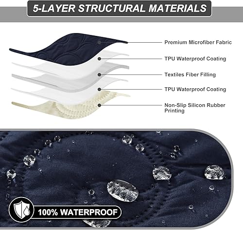 Miniatura 4 de Funda para silla reclinable 100% impermeable, fundas de silla reclinable para silla reclinable, funda de tela antideslizante para sala de estar,