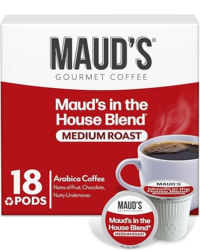 Maud's - Cápsulas de café reciclables, compatibles con la cafetera Keurig K-Cup, una sola porción de café 100% arábica de tueste medio, 18 unidades