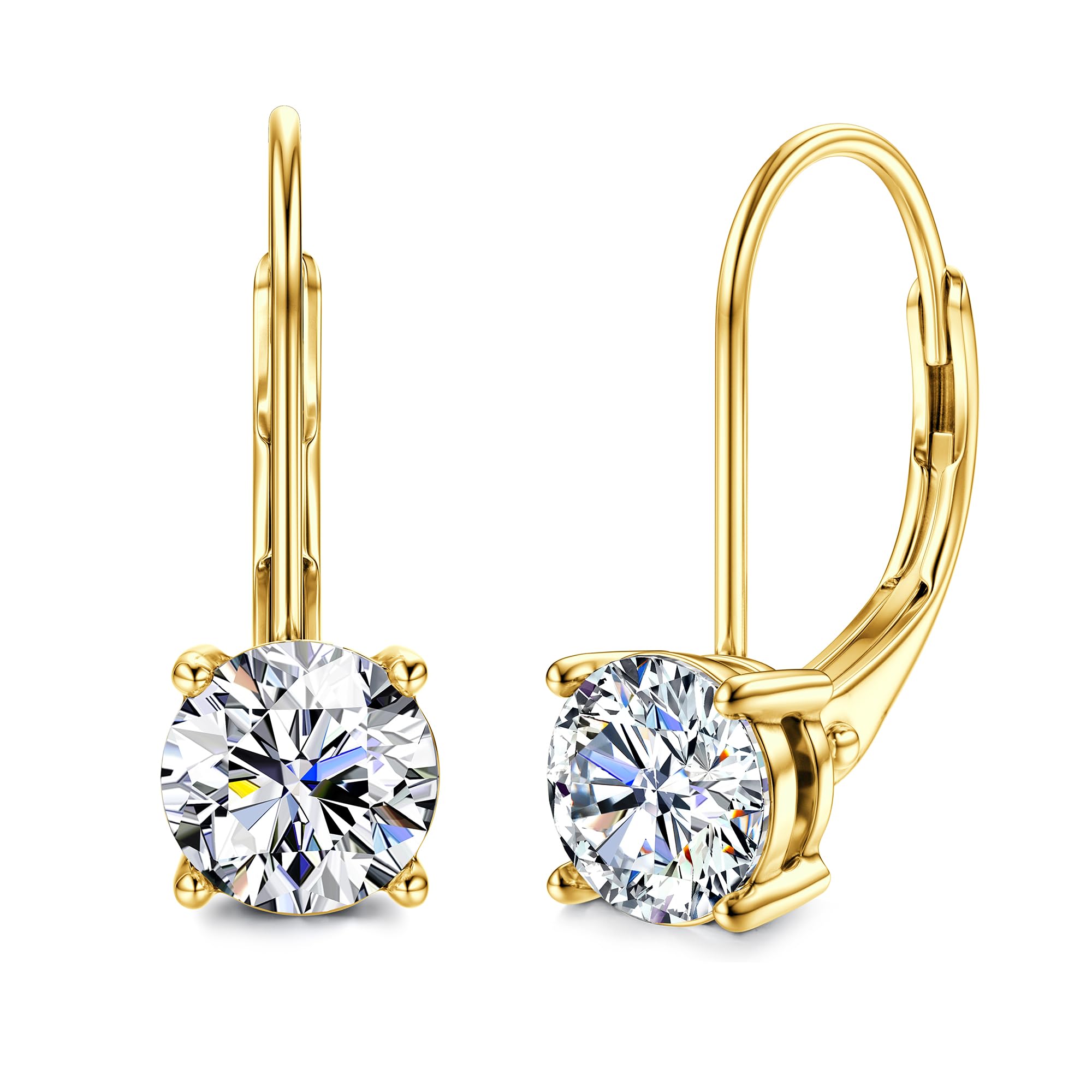 BlahannaMoissanite Earrings,1.0ct-2.0ct D Color Brilliant Round Cut Lab Created Diamond Earrings 18K White Gold Sterling Silver Dangle Earrings Moissanite Leverback Drop Earrings