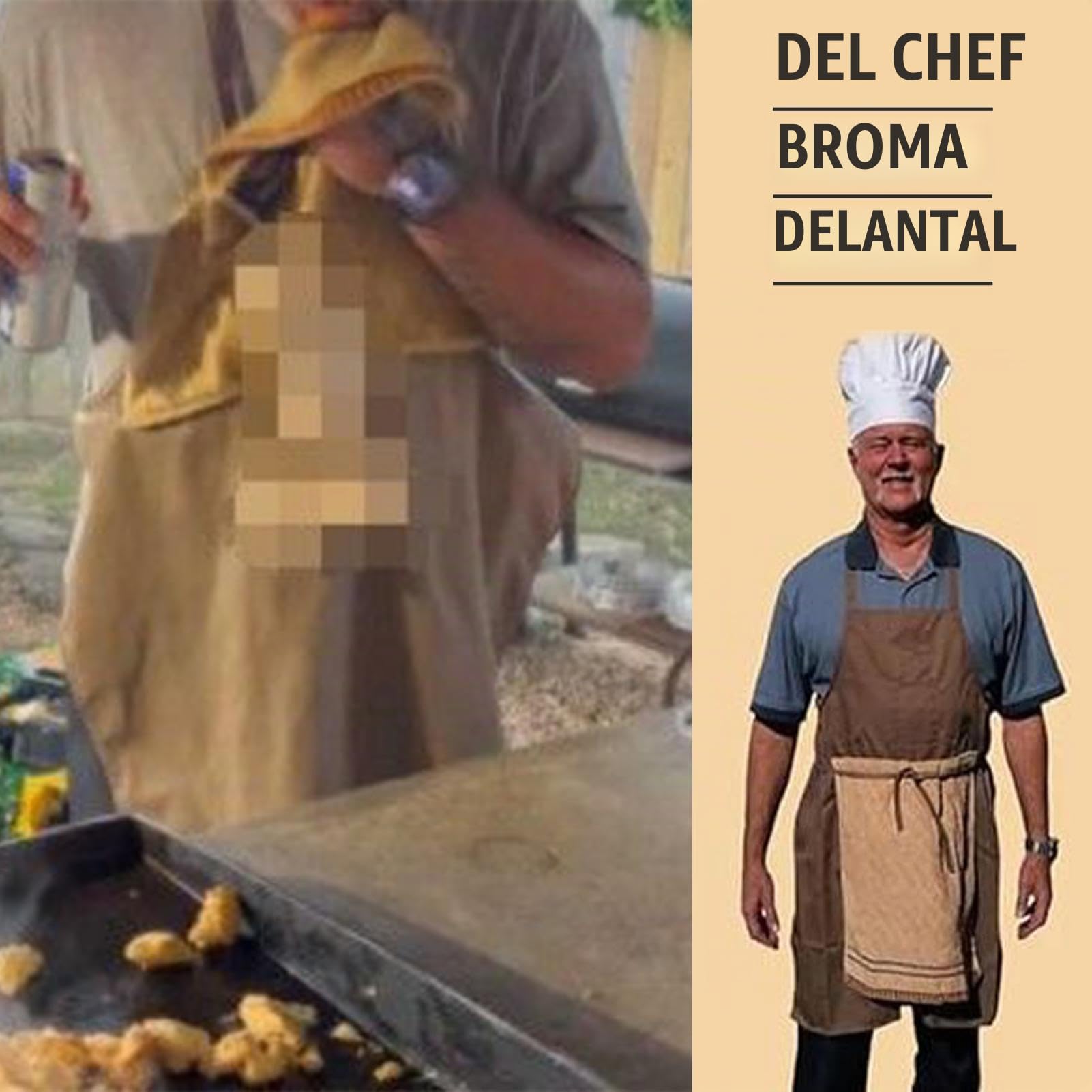 Delantal De Broma De Chef, Delantales De Broma Creativos Para Hombres | Chef's Prank Apron, Delantal Regalo Con Bavío Sorpresas Escondido En El Bolsillo Para Barbacoa, Taller, Catering, Cocina