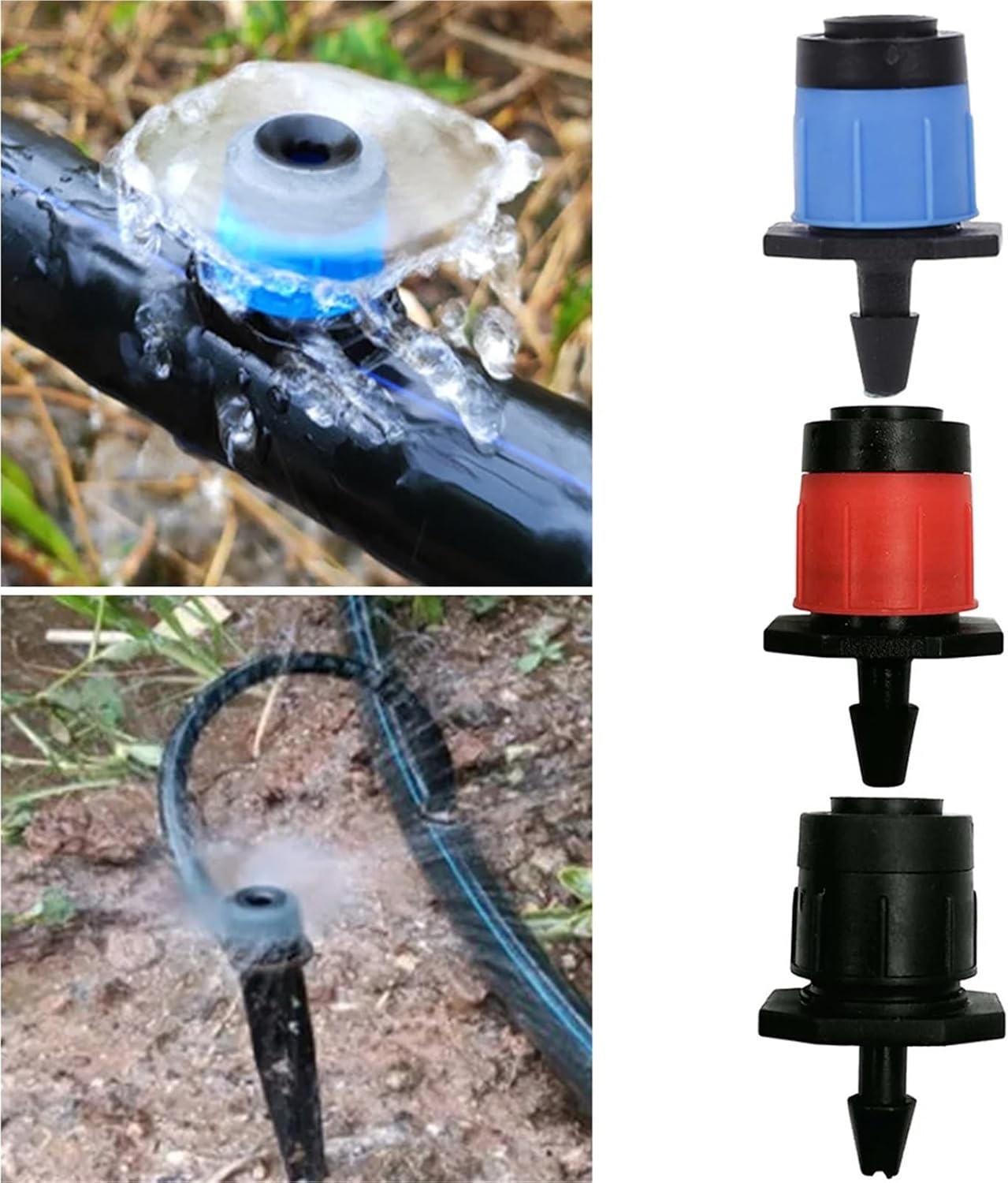 Drip Irrigation Emitters 300pcs Adjustable Irrigation Dripper Sprinkler 4/7mm Hose Watering Micro Drippers Irrigation System(Black)