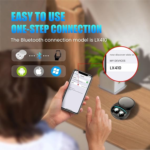 Sleep Earbuds for Side Sleepers Small Ear Buds for Sleeping Headphones Comfortable Noise Blocking LED Power Display Music Sleep Dual Mode for Sleeping Working Hiking (Sky Blue)
