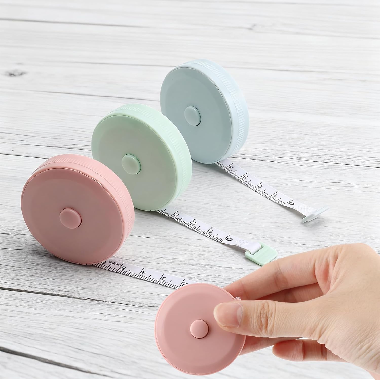 3 Pack Retractable Tape Measure, 60 inch/150 cm Mini Measuring Tape Small Push Button Dual Sided Tapes Measure (Pink, Blue, Green)