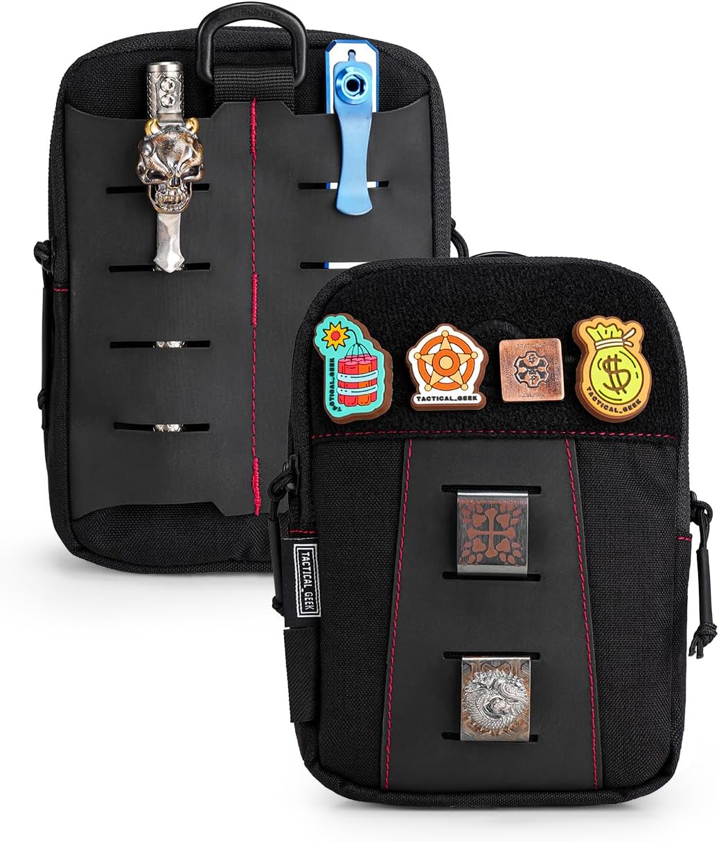 TACTICAL GEEK Block K EDC Compact Waist Pouch, Utility Pocket Organizer with Cache Pad, Nylon Zippers Tool Pouch, Multi-Purpose Small Gadget Organization for Daily Carry