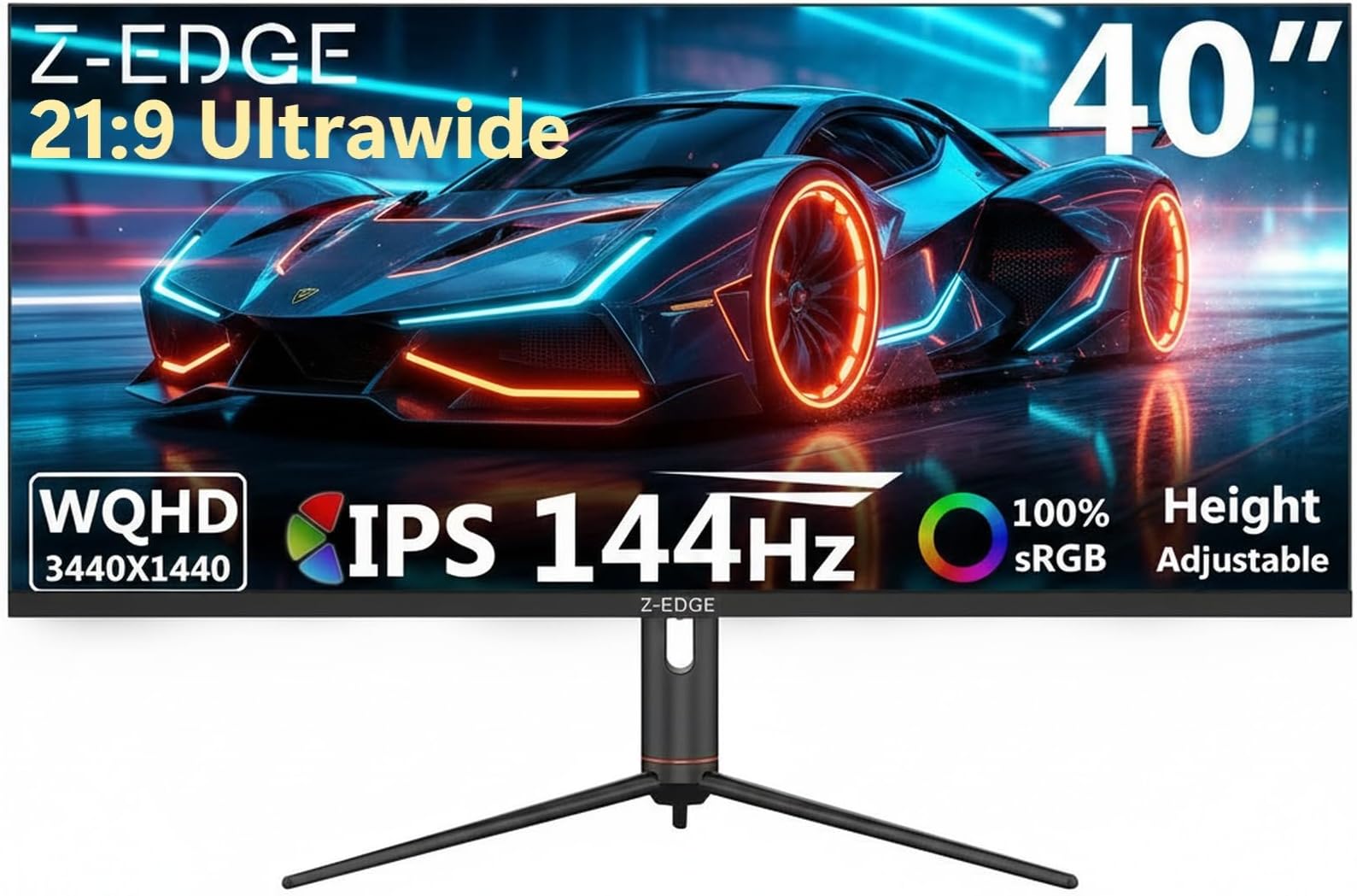 Z-Edge 40 Inch Gaming Monitor 144Hz Ultrawide WQHD 3440x1440 IPS Panel 21:9: image 1 of 8