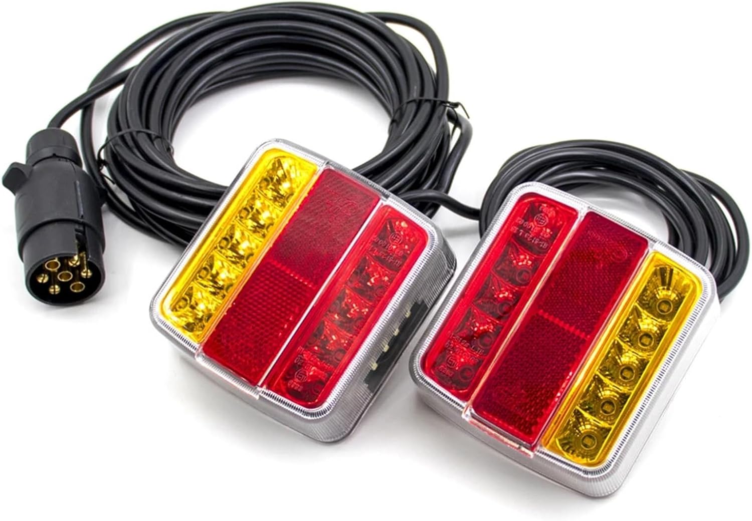 Rear Towing Tail Light 12V 10m 18 LED Trailer 7 Pin Universal Brake Stop Lamp License Number Plate Reflector Waterproof