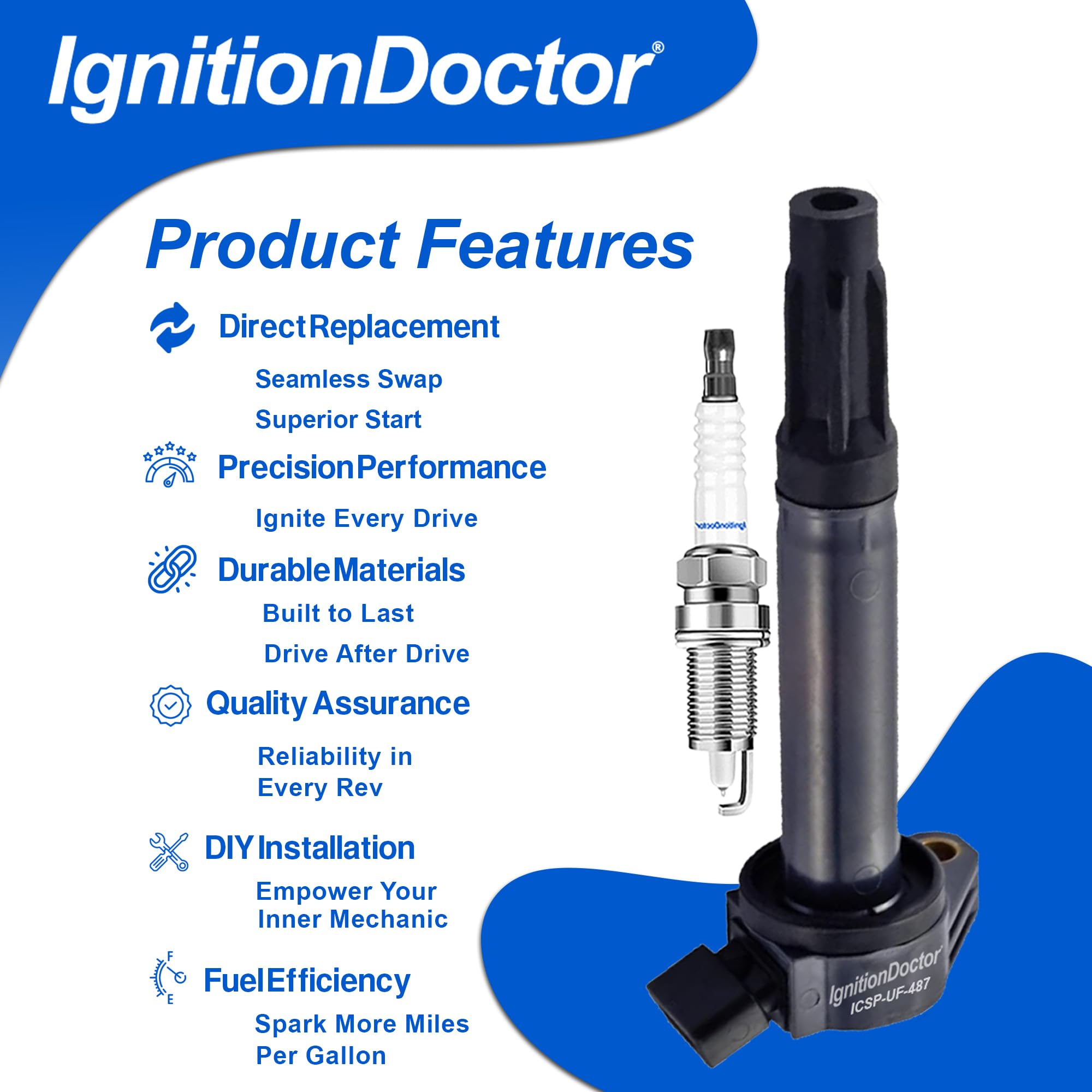 Amazon | IgnitionDoctor イリジウムスパークプラグとコイルパック 6個