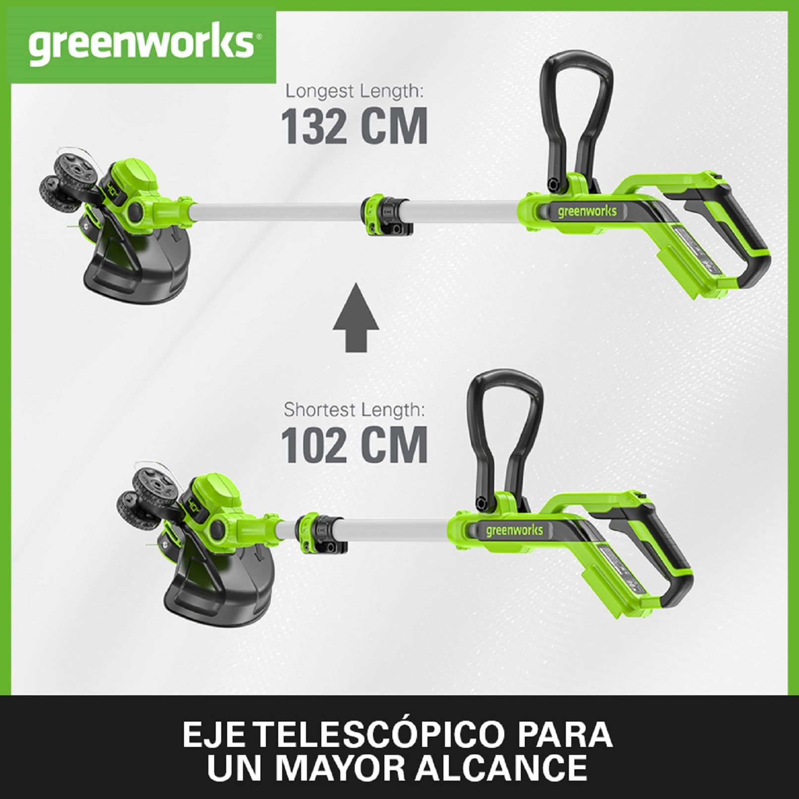 Greenworks 40V Cortabordes a Batería con Rueda para Jardines Pequeños y Medianos, 33 cm Ancho de Corte, Alimentación Automática Hilo Nylon 1,65 mm, SIN Batería ni Cargador(40 V) G40LT33