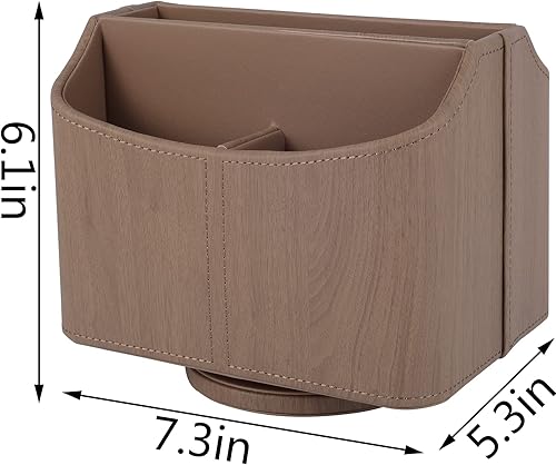 Miniatura 2 de Soporte de cuero para control remoto, rotación de 360 grados, organizador de escritorio para mandos a distancia de TV, bolígrafo, calculadora,
