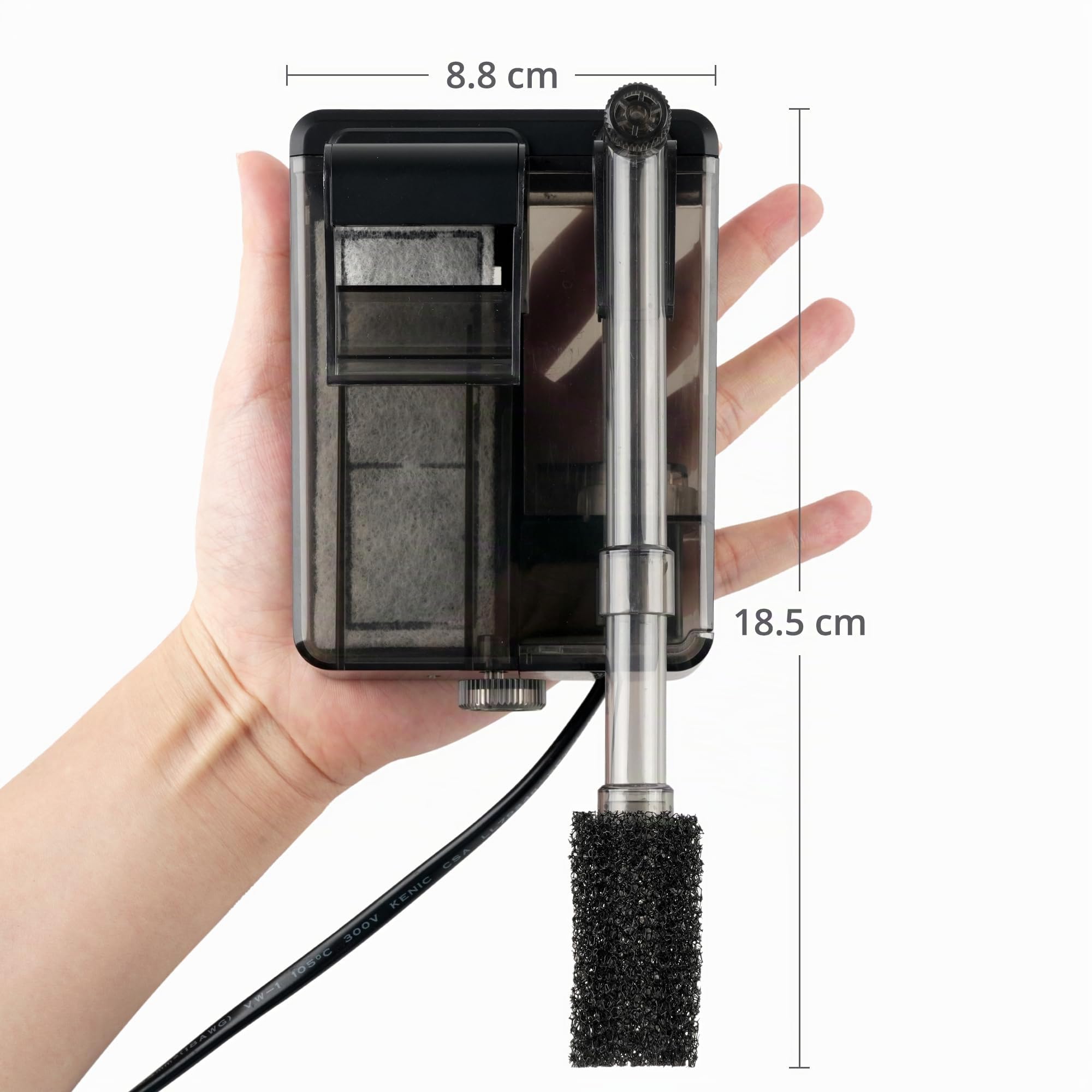 NICREW Filtro sottile per acquario, silenzioso, filtro esterno per acquari fino a 20 l, flusso regolabile, 160 LPH, 3 W