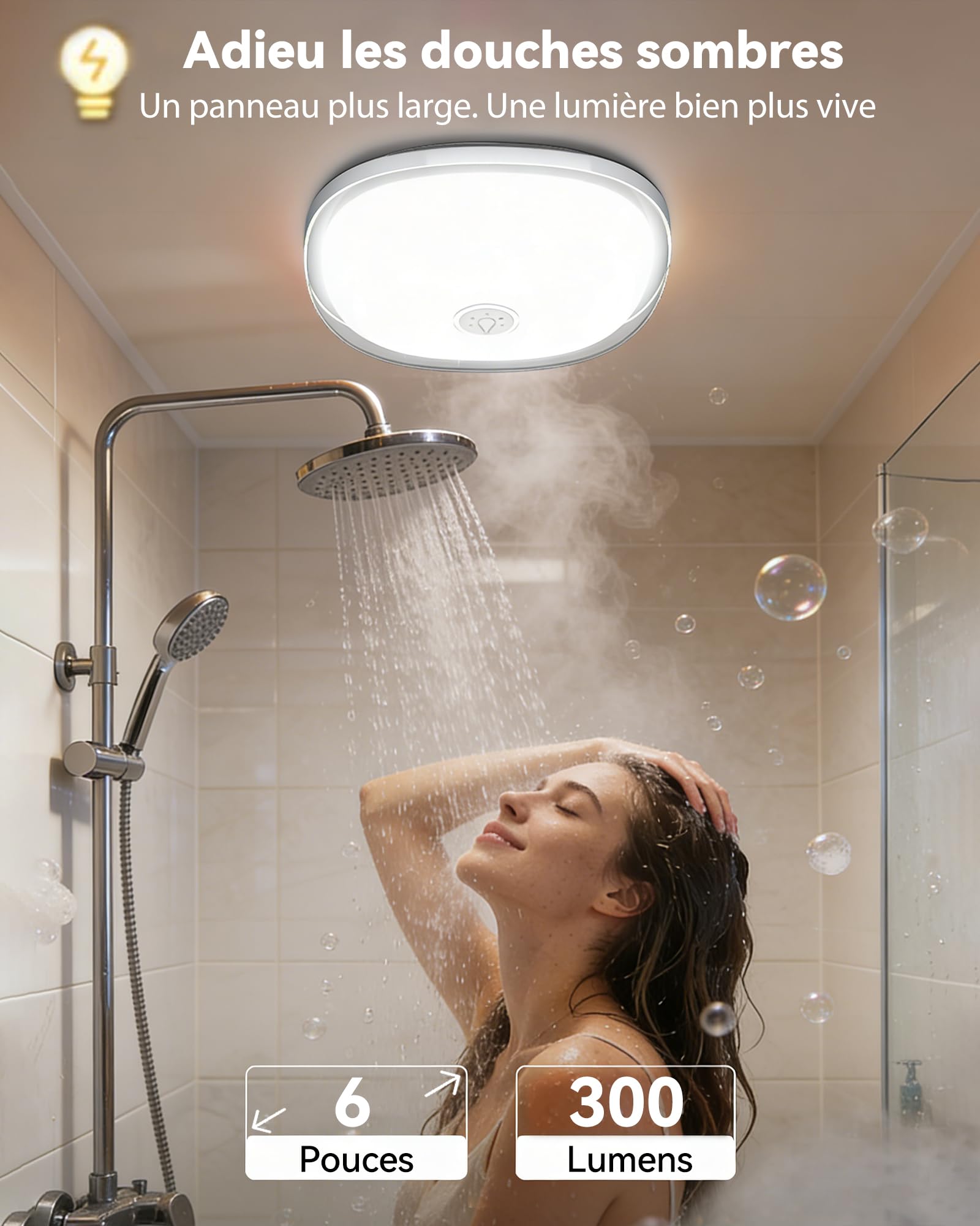 Gotopceed Plafonnier Étanche IP65 Rechargeable pour Douche/Salle Bain - Luminaire d’Ambiance avec 16 Couleurs, Télécommande/Commande, Magnétique Sans Fil sur Plafond/Mur, pour Baignoire, Badezimmer