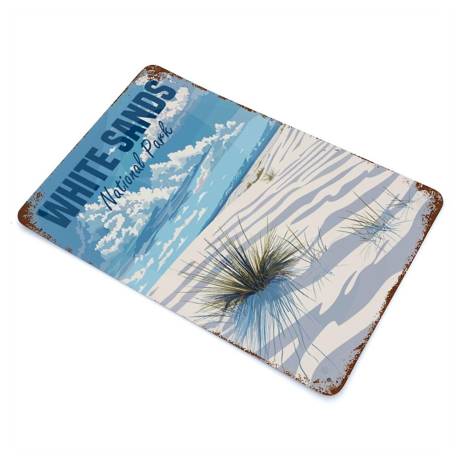 Garage Style White Sands National Park Decorative Tin Sign 11.8"x7.9", Industrial Home Decor for Bar And Workshop