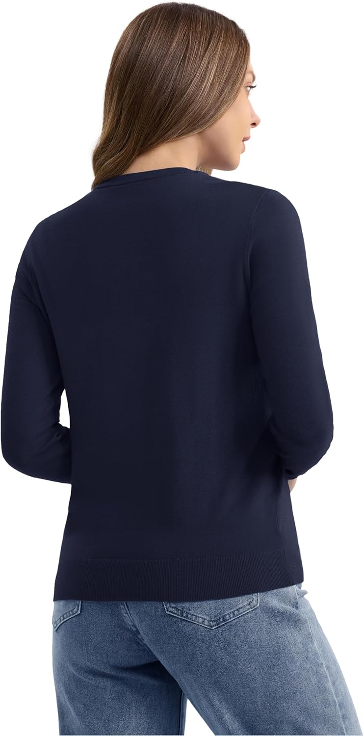 YUCOLEN Women's Cardigans Sweater Lightweight Button Down Crew Neck Long Sleeve Soft Knit Casual Cardigan - Image 3