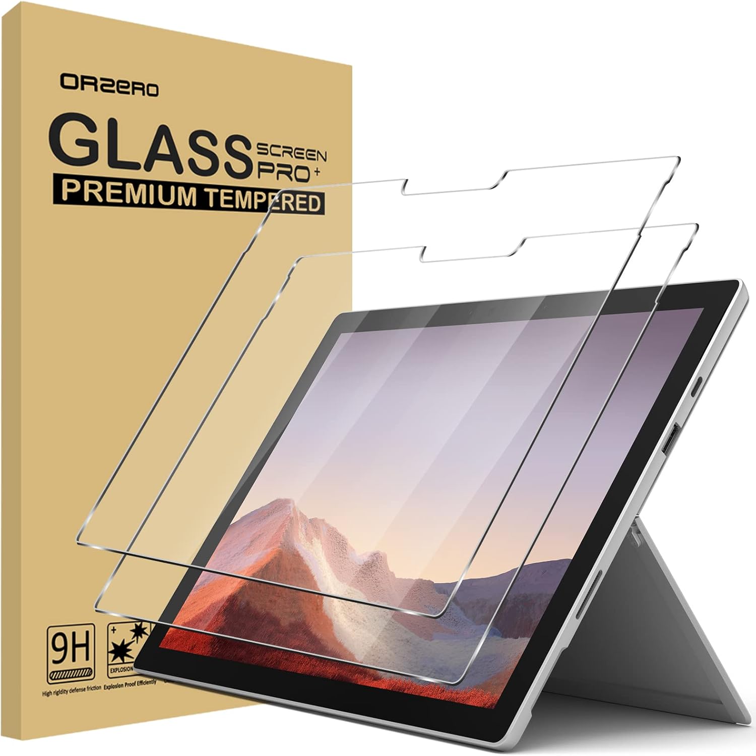 Orzero 2 Pack Protector de Pantalla de Vidrio Templado 9H para Surface Pro