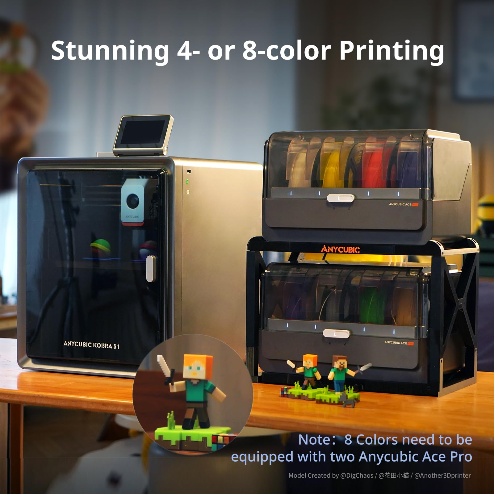 ANYCUBIC Kobra S1 Combo 3Dプリンター ACE Pro付 Anycubic Kobra S1 Combo 3D Printer, 4 Stunning Multicolor