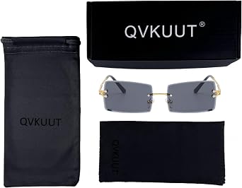 Classic Rimless Rectangular Sunglasses for Men and Women, UV400 Protection